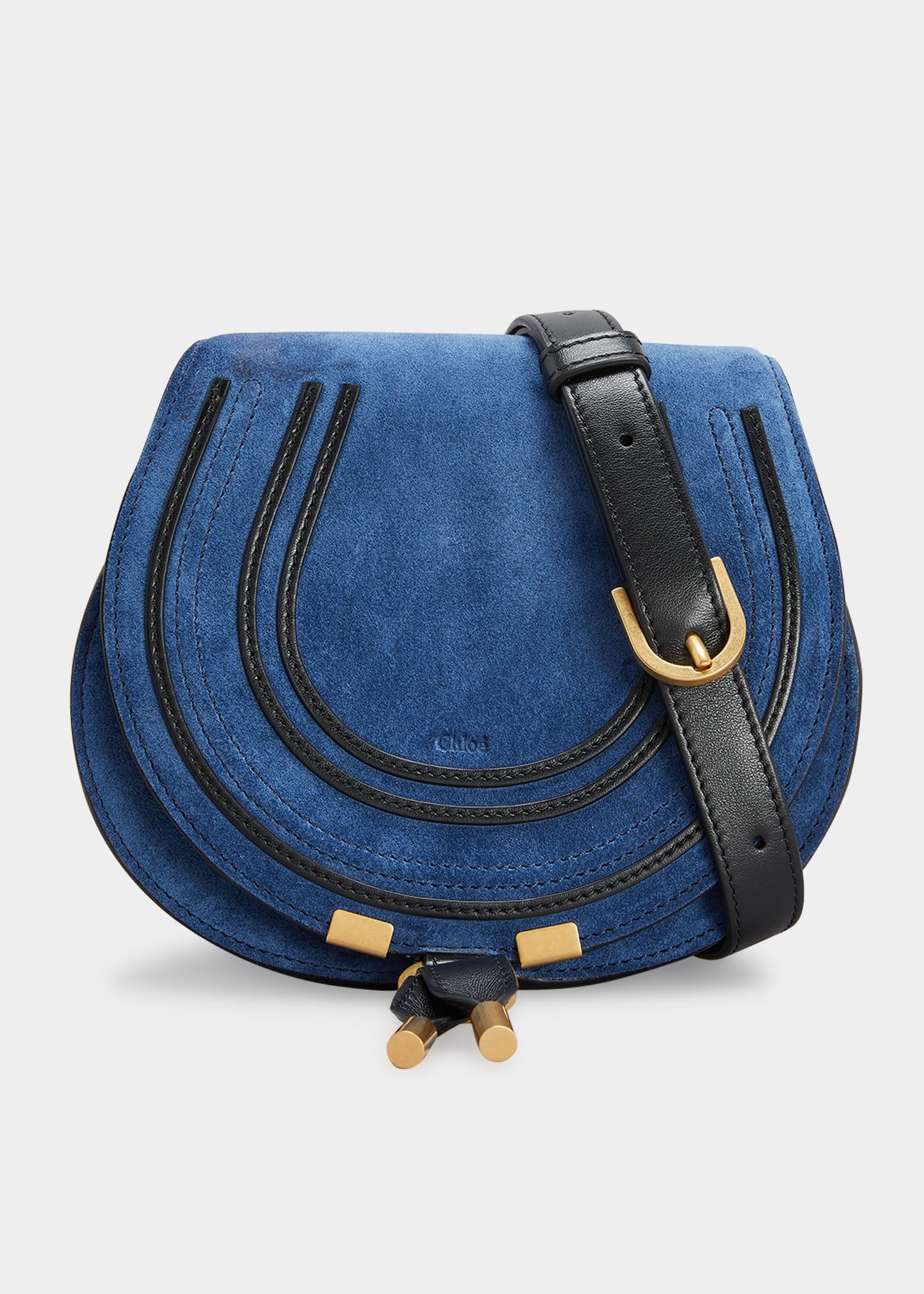 Chloé Marcie Mini Saddle Suede Crossbody Bag in Blue Lyst