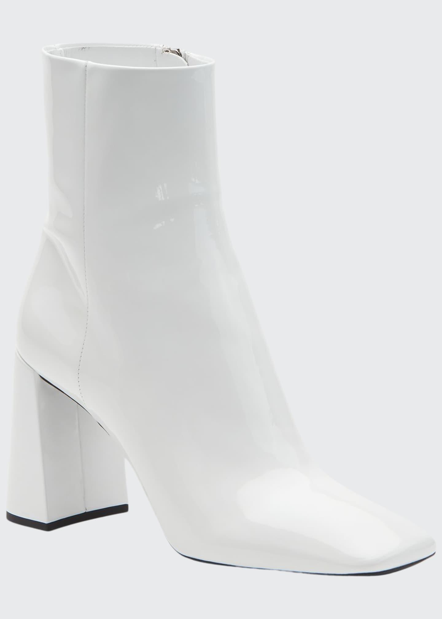 patent square toe ankle boots