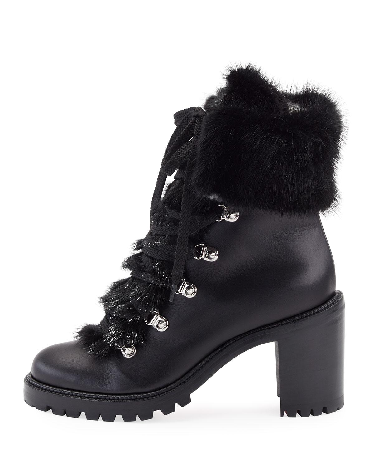black combat boots with fur