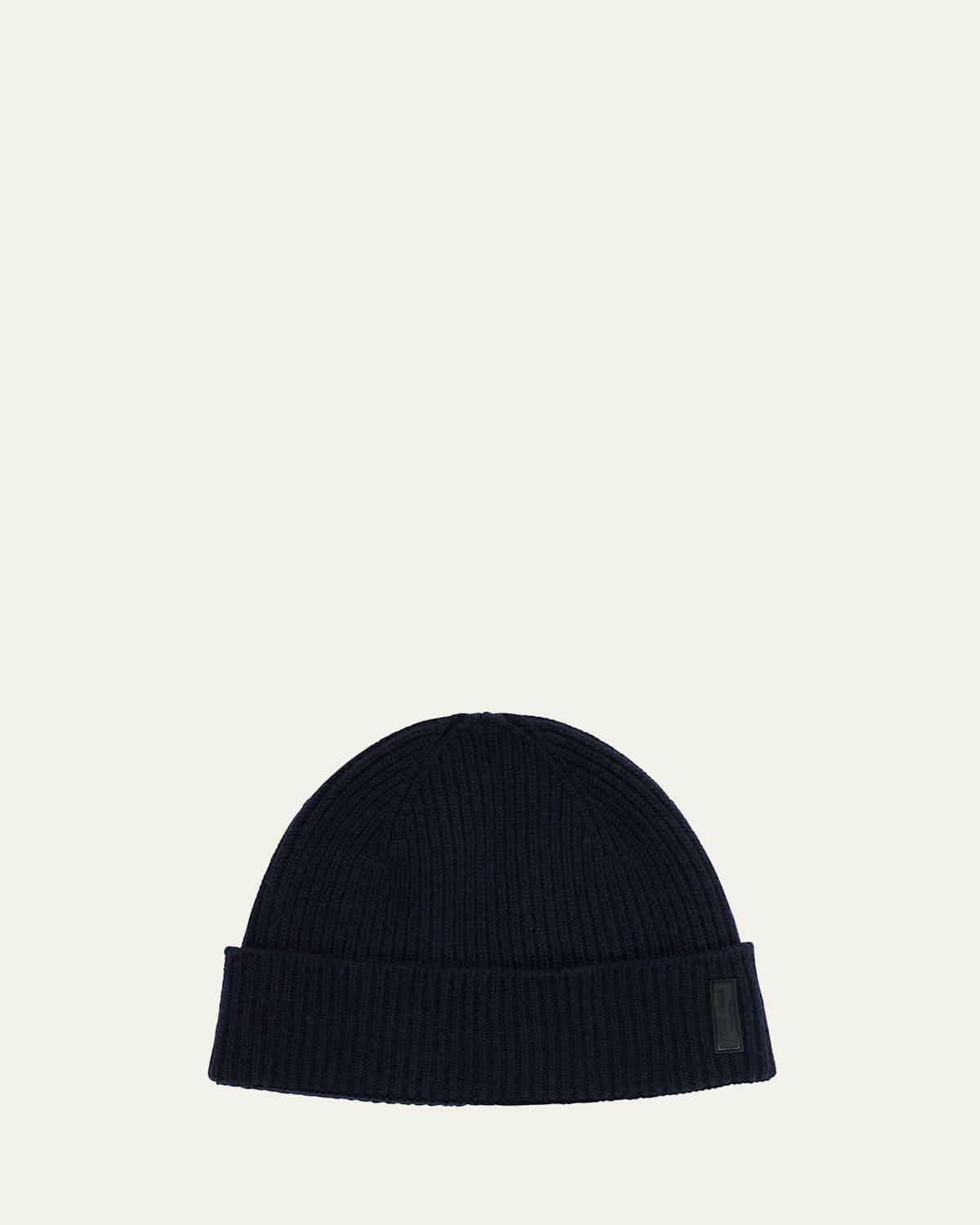 00s ARMANI Navy Wool Beanie Emporio Armani Rubber Logo Beanie Navy