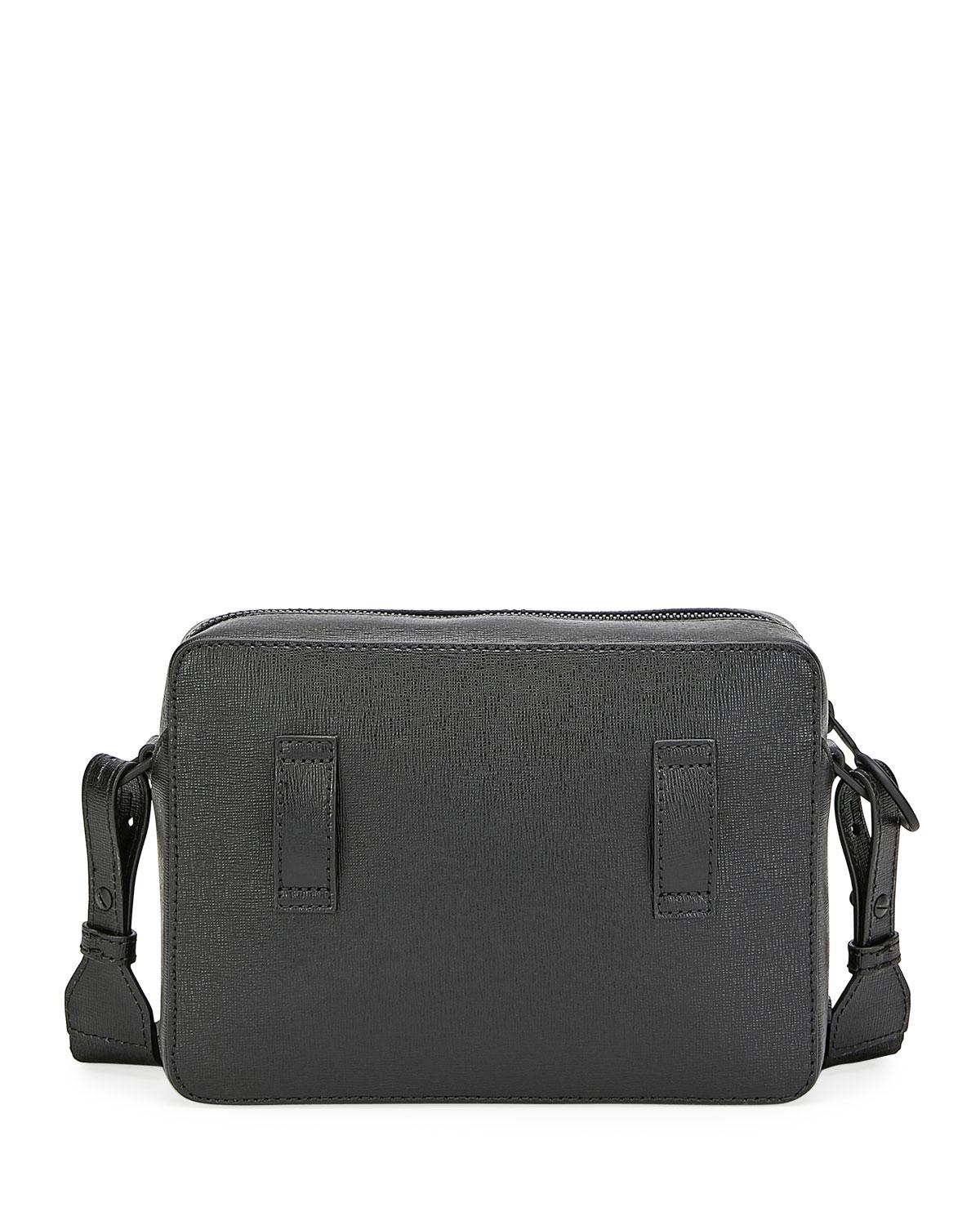 Off-White c/o Virgil Abloh Men&#39;s Web-strap Leather Camera Bag in Black for Men - Lyst