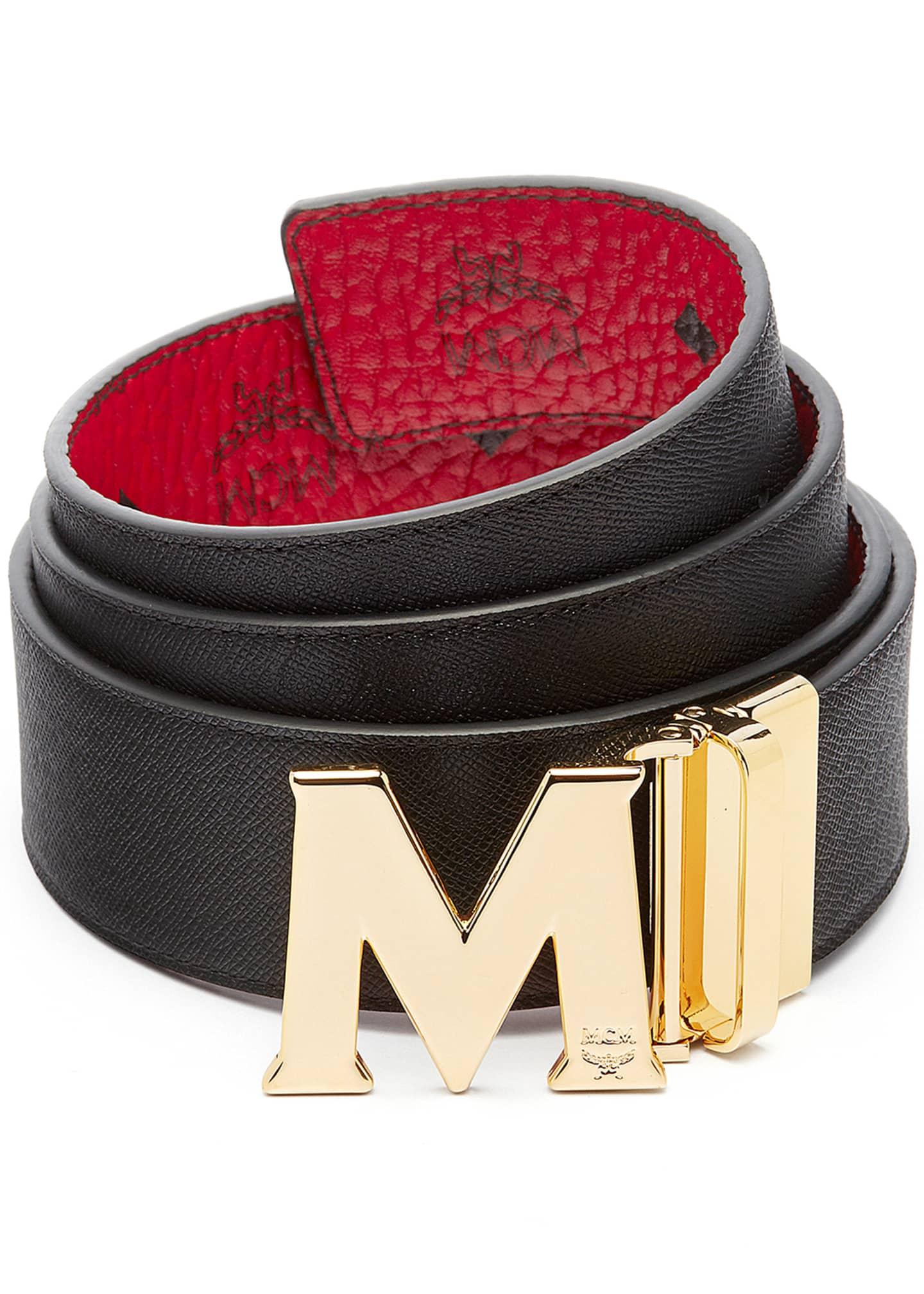 mcm belt black and gold