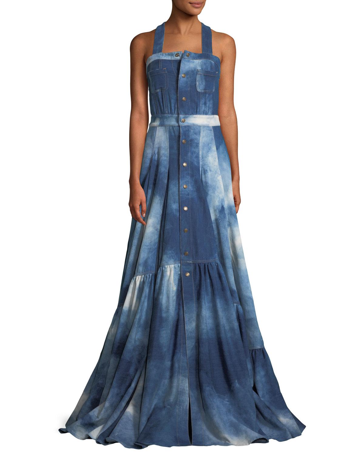 denim evening gown