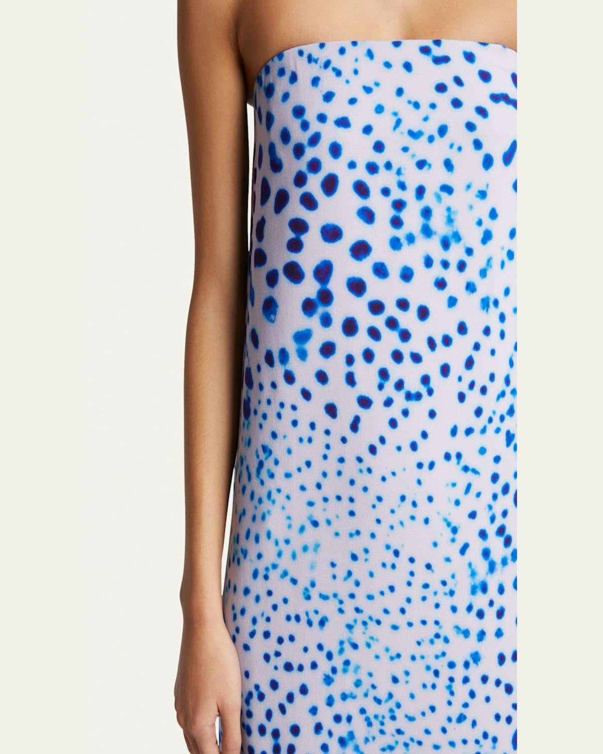 Dries Van Noten Doja Printed Strapless Long Dress in Blue | Lyst
