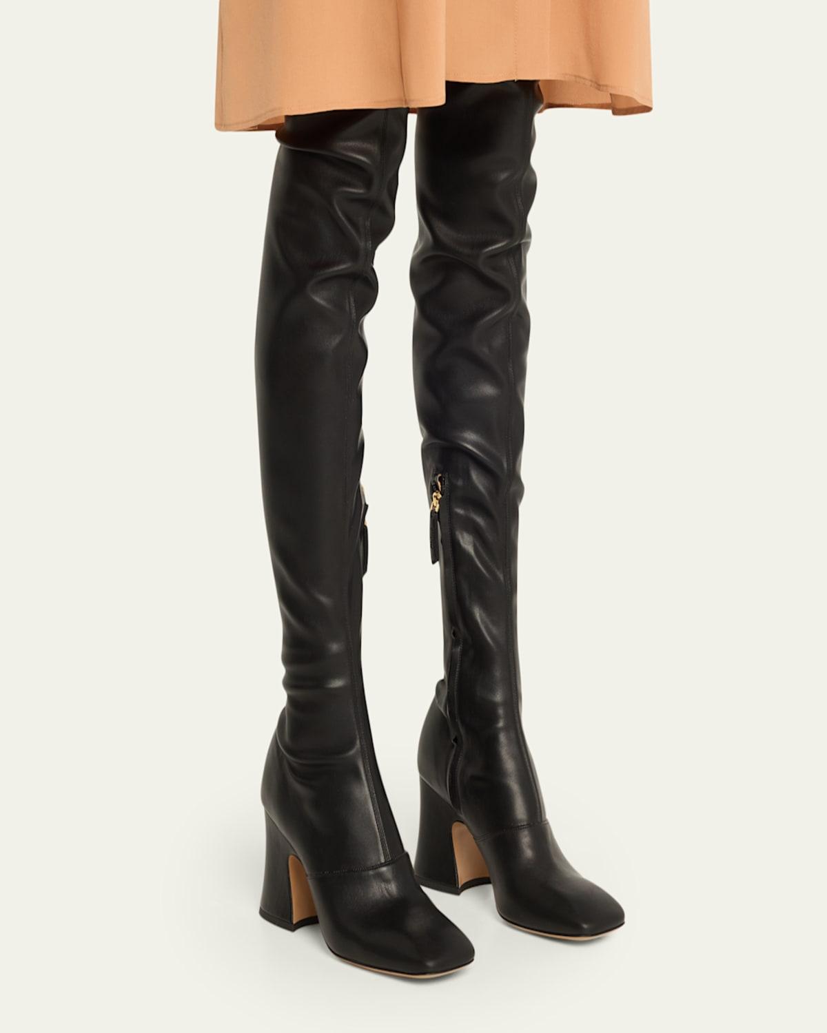 Chloé Janis Patent Leather Over-The-Knee Boots in White | Lyst