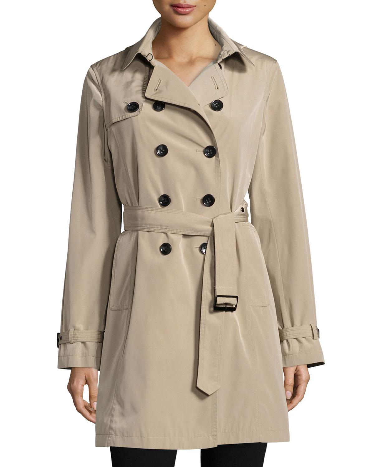 Jane Post Synthetic Belted Tech-fabric Trenchcoat in Brown - Lyst