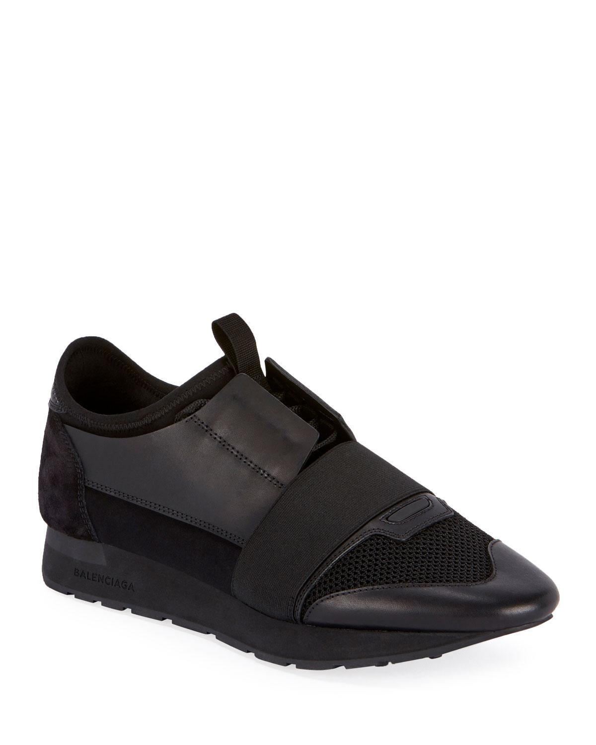 Balenciaga Race Runner Leather, Suede And Mesh Trainers in Black for Men |  Lyst