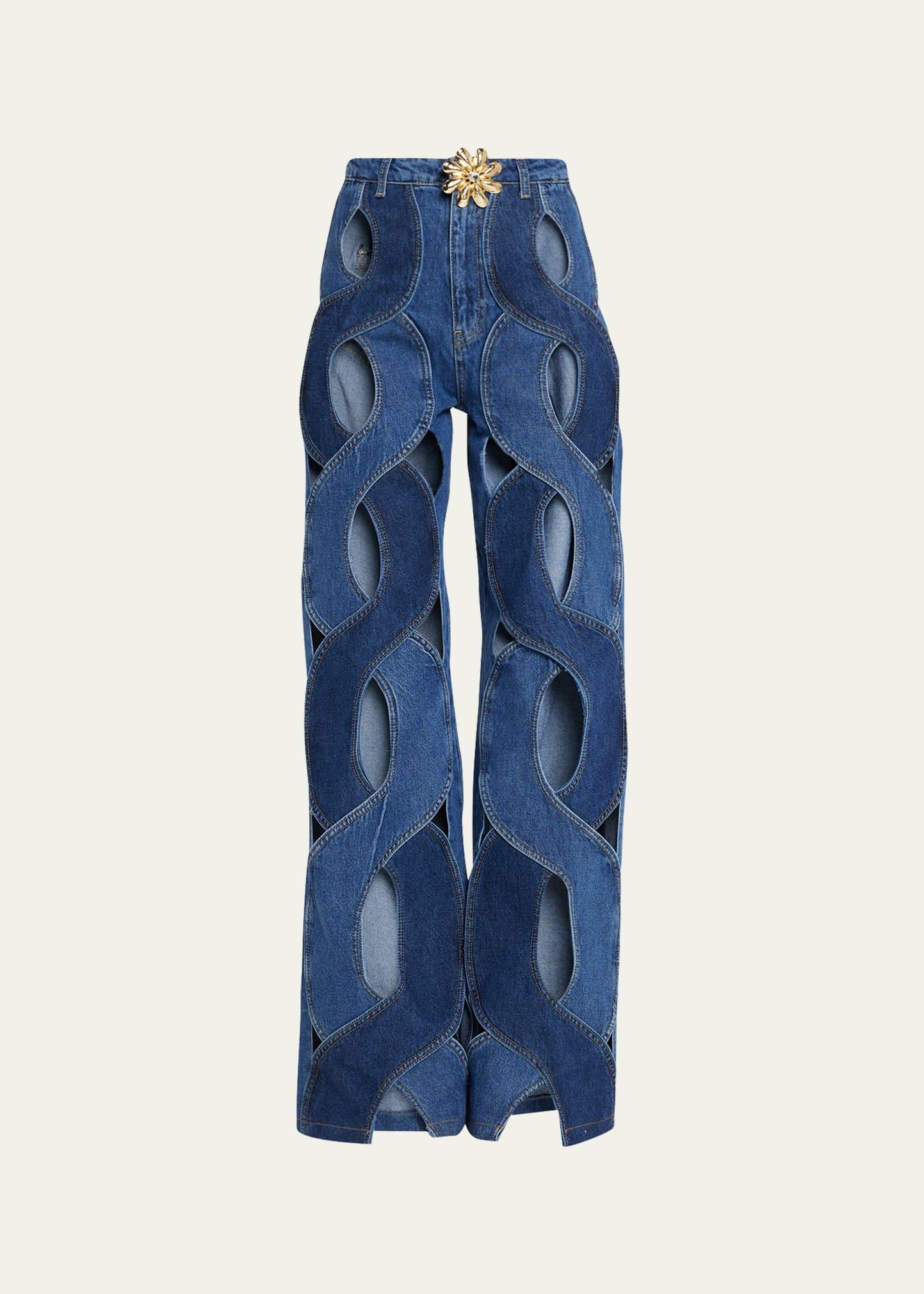 Area Rope Cutout Wideleg Jeans in Blue Lyst