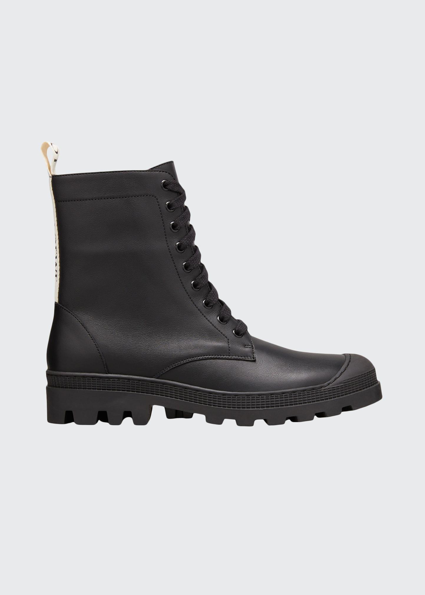 Loewe Leather Lugsole Combat Boots in Black for Men Lyst