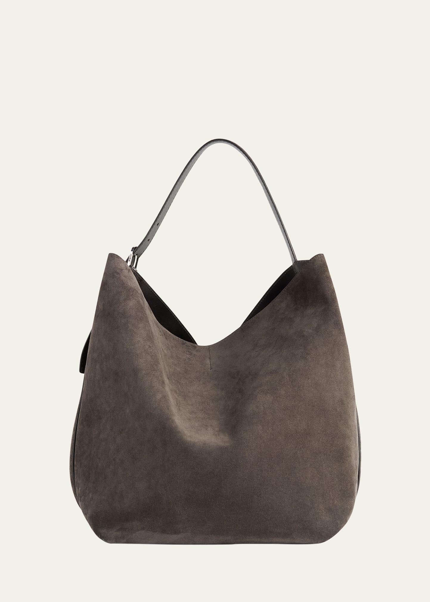 Totême Large Belted Suede Tote Bag in Gray | Lyst