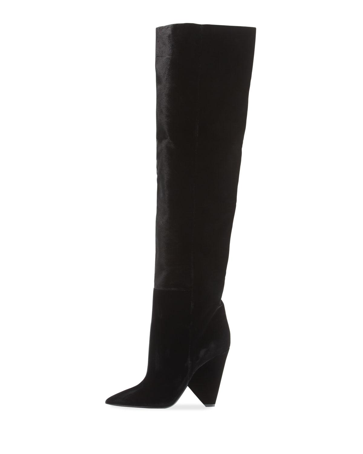 tall black velvet boots