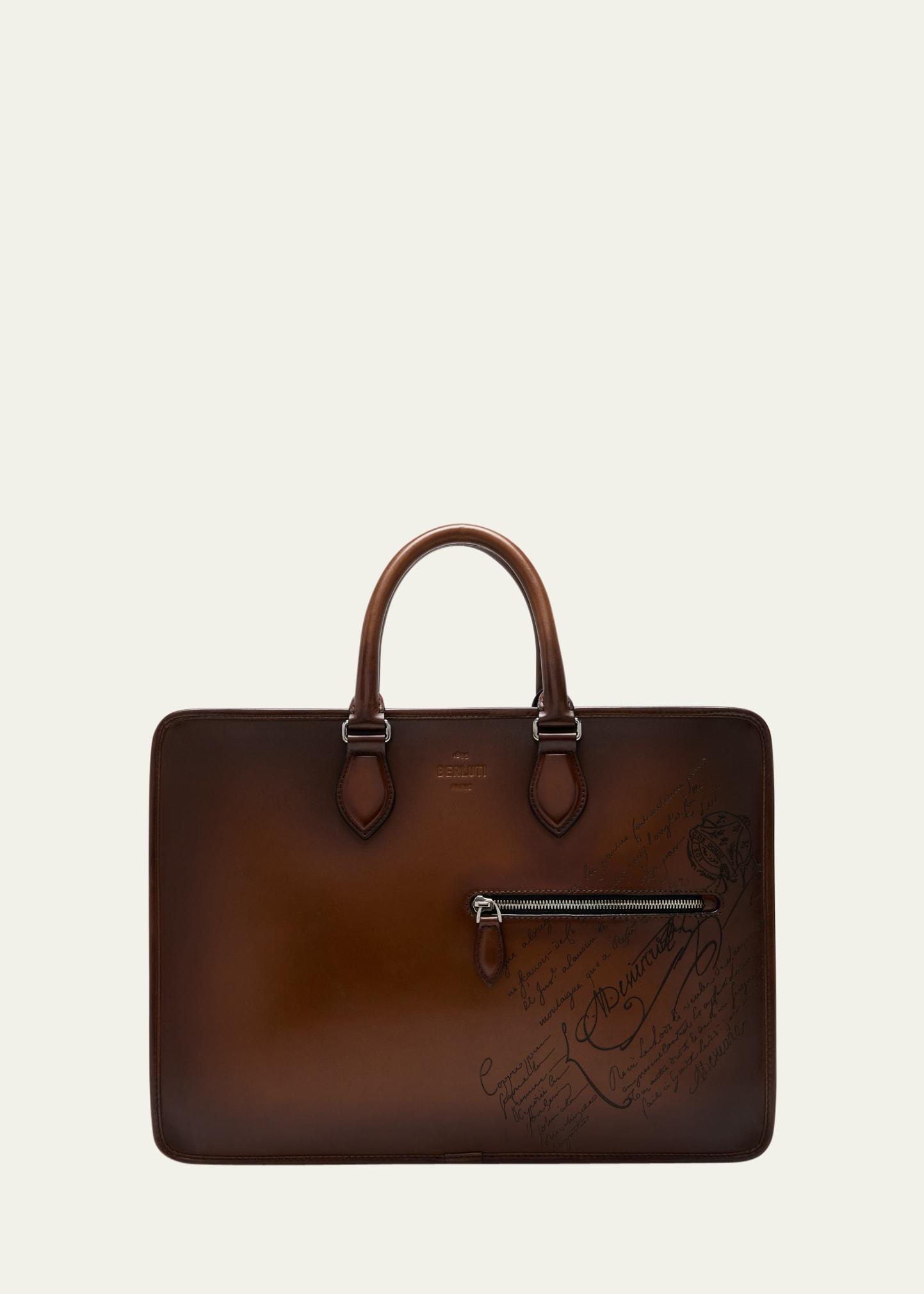 Berluti Deux Jours Scritto Swipe Leather Briefcase in Brown for Men | Lyst