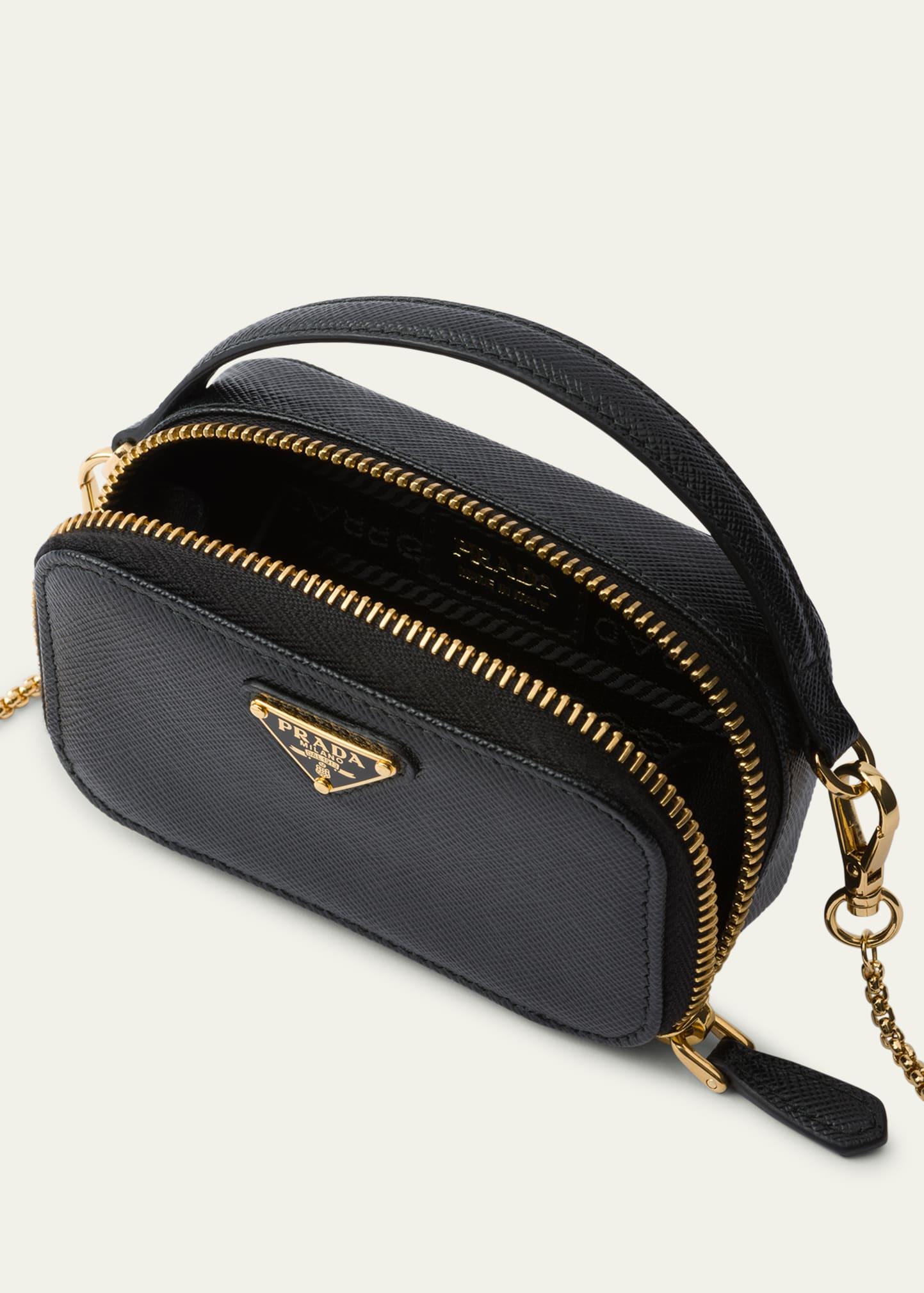 Prada Mini Zip Saffiano Leather Crossbody Bag in Black Lyst