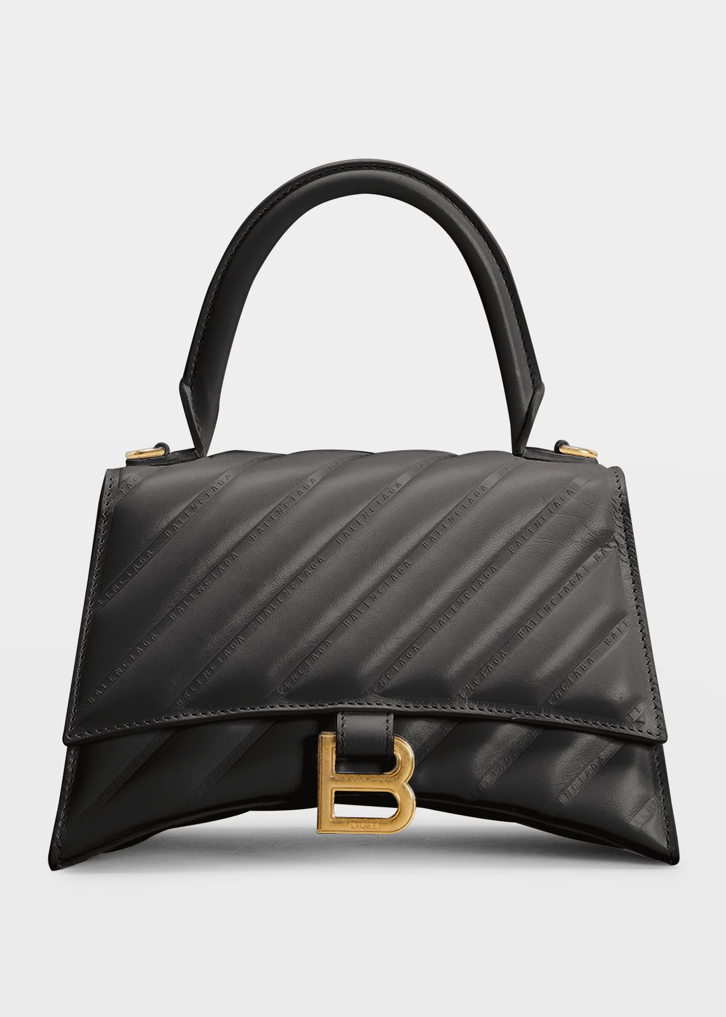 Balenciaga Hourglass Diagonal Quilted Top-handle Bag in Black | Lyst