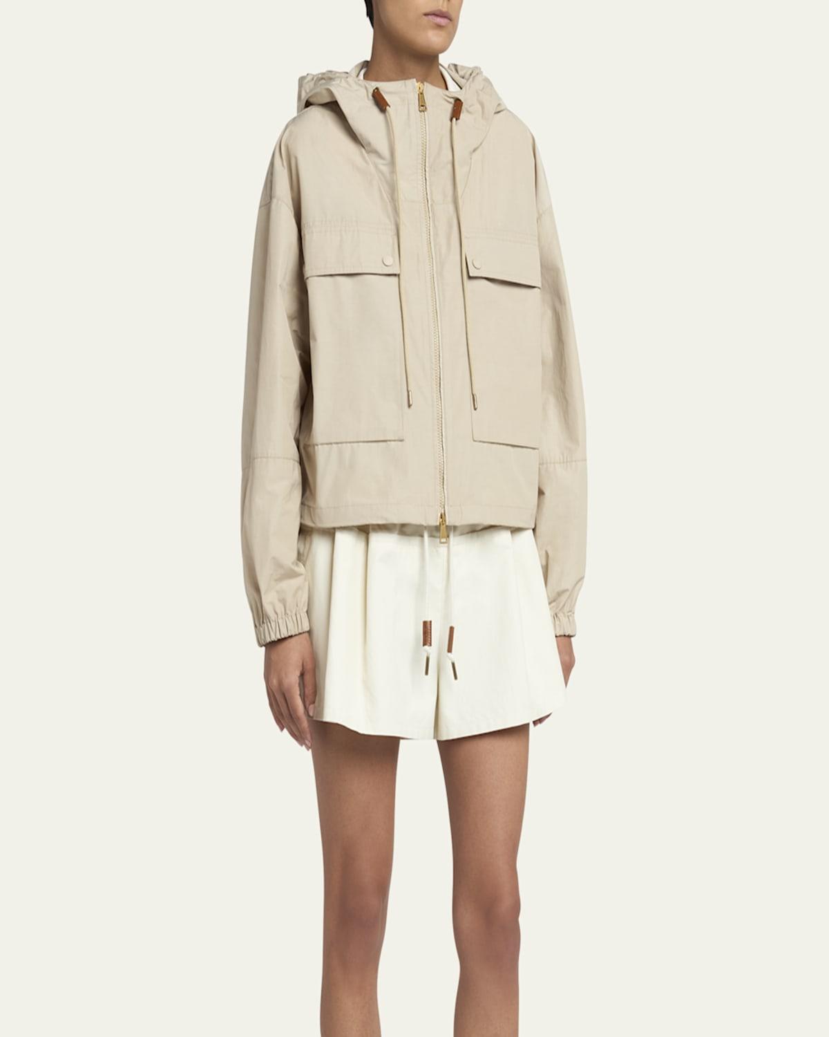 Moncler Sauvan Short Parka in Natural | Lyst