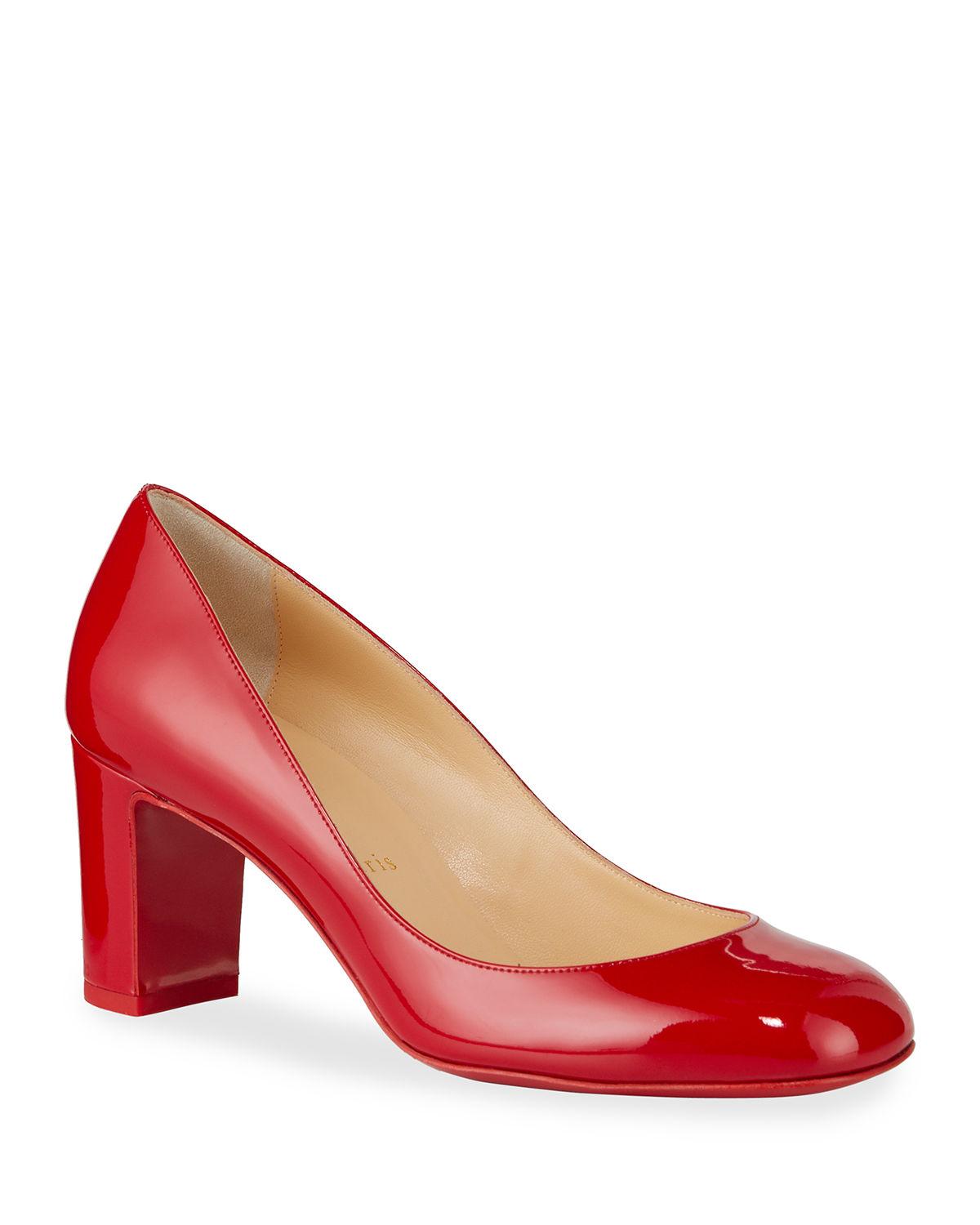 Christian Louboutin Leather Cadrilla Patent Blockheel Red Sole Pump Lyst