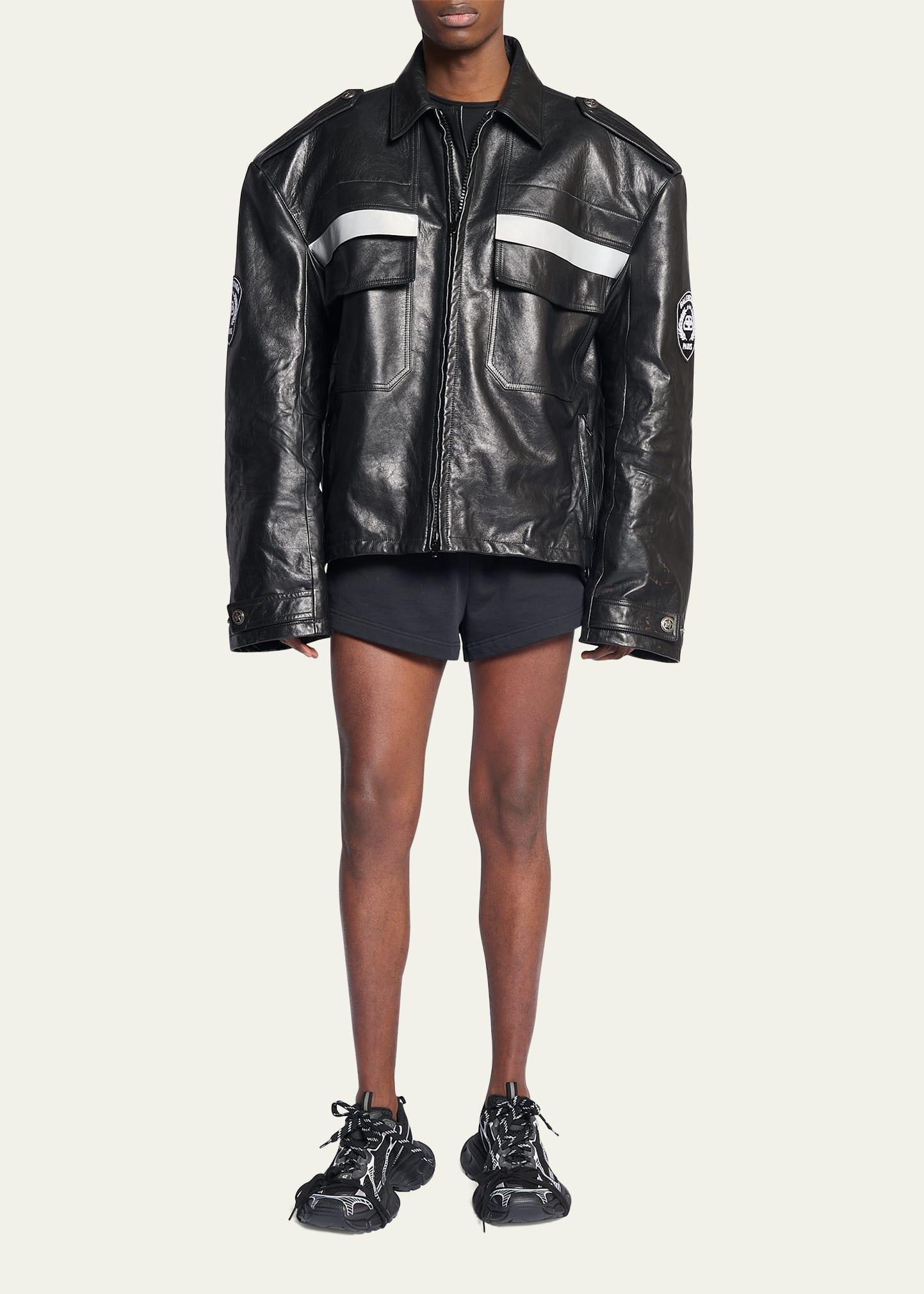 balenciaga leather jacket black