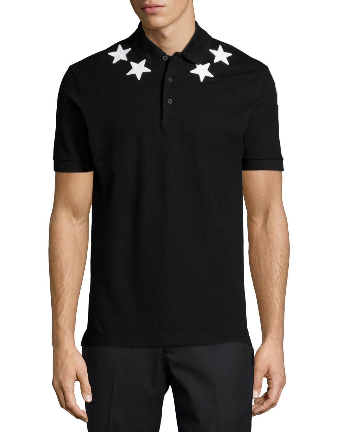 Givenchy Star print Knit Polo Shirt in Black for Men Lyst
