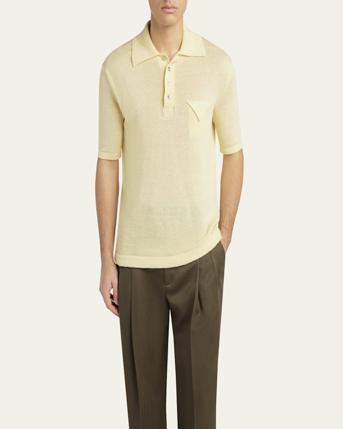 Tシャツ・カットソー BOTTEGA VENETA Bottega Veneta String Linen Knit Polo Bottega Veneta Linen-Knit Polo in Natural for Men | Lyst