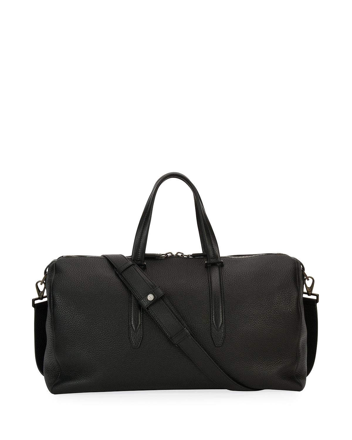 mens leather weekender duffle bag