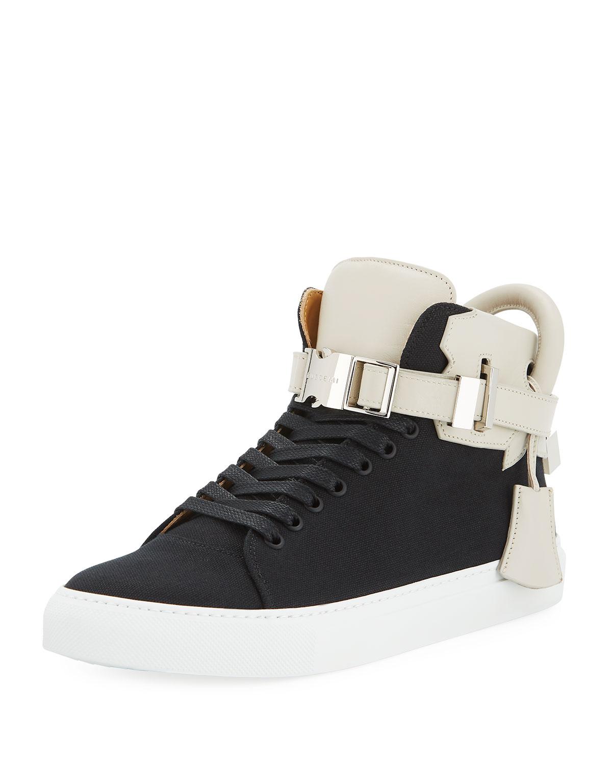 Download Buscemi Men's 100mm Clip Canvas Mid-top Sneakers in Black ...