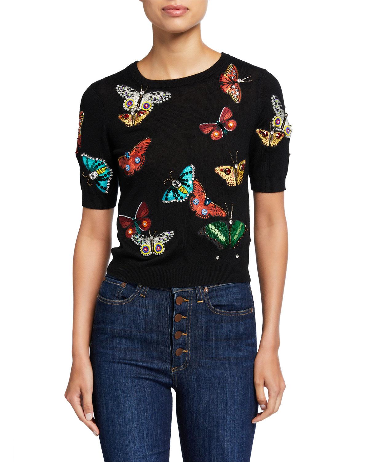 alice and olivia butterfly jeans