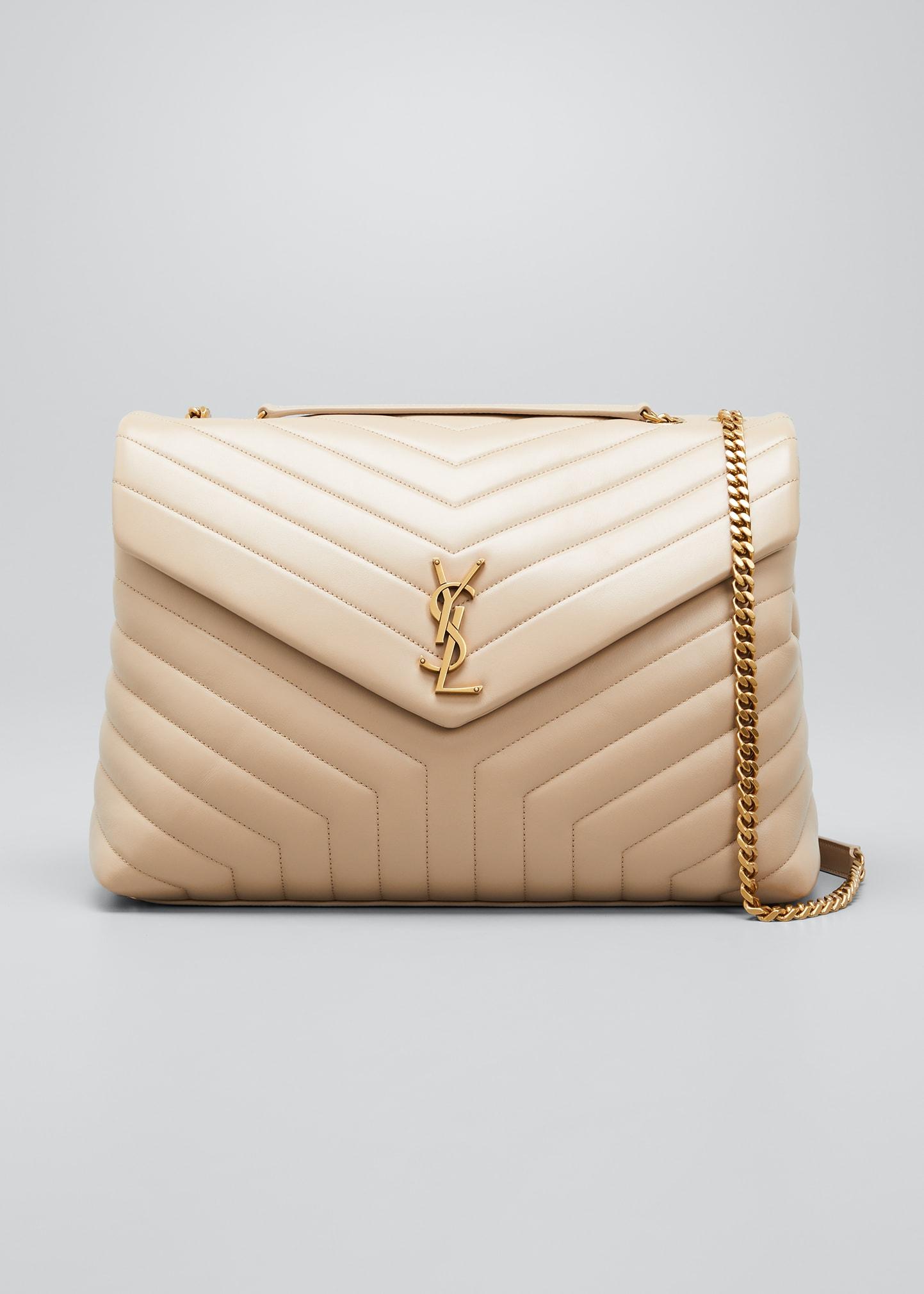 Saint Laurent Loulou Quilted Leather Ysl Bag in Natural Lyst
