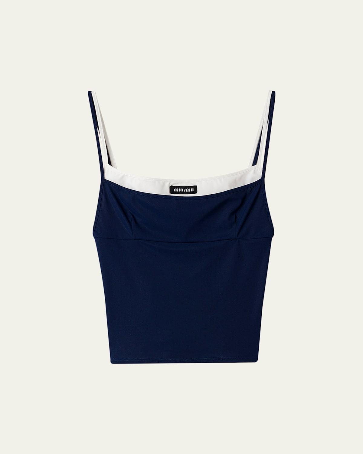 トップス MIUMIU Navy Short Tank Top Miu Miu Sleeveless and tank tops for Women | Online Sale up to 34