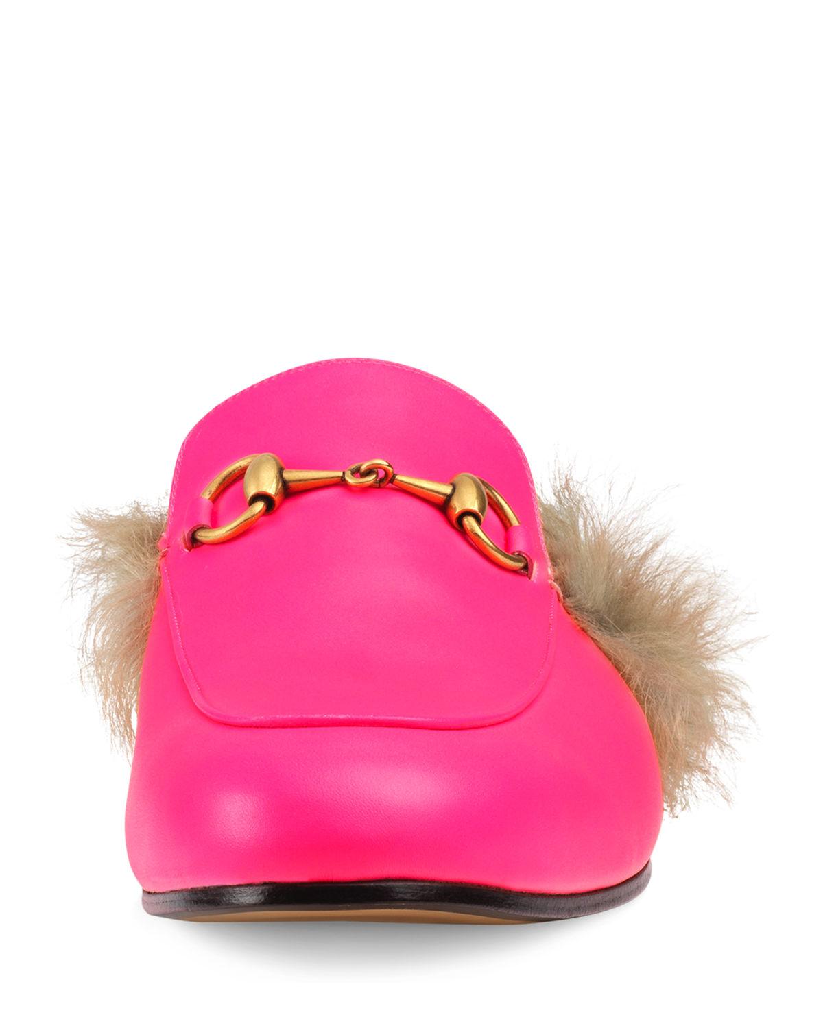 Neon pink gucci loafer clearance