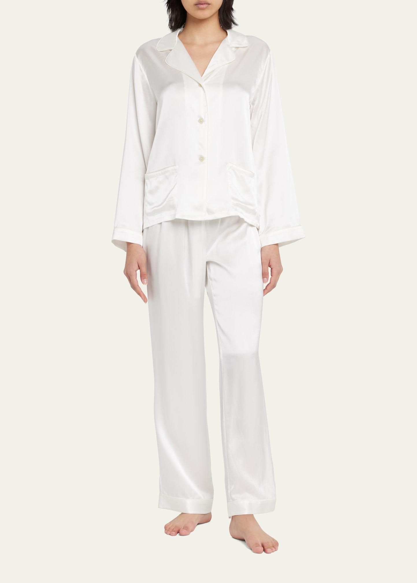 Morgan Lane Jane Chantal Silk Pajama Set in White | Lyst