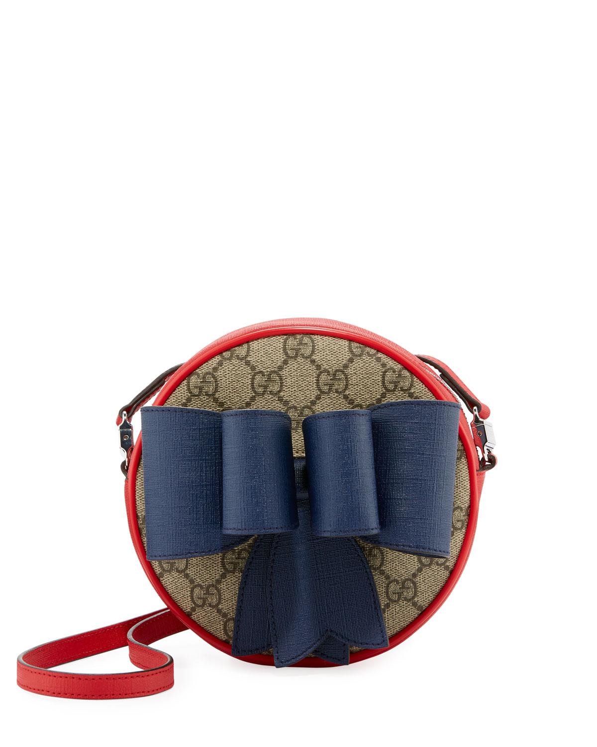 Gucci Kids&#39; Gg Supreme Canvas Crossbody Bag W/ Bow Detail in Natural - Lyst