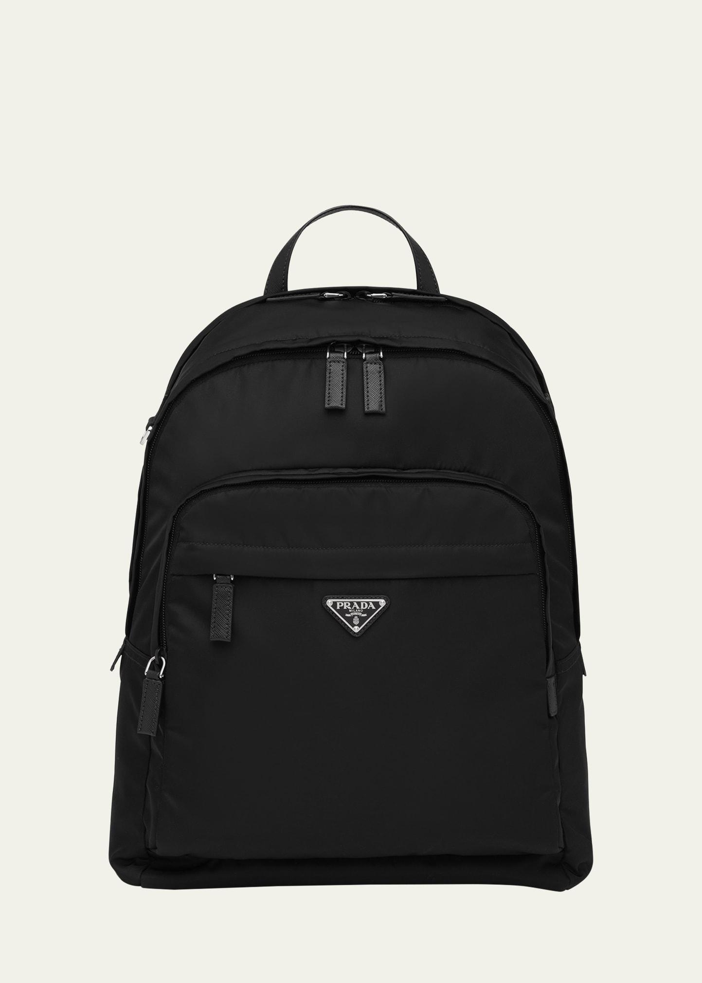 Prada Triangle Logo Nylon Backpack in Black for Men | Lyst