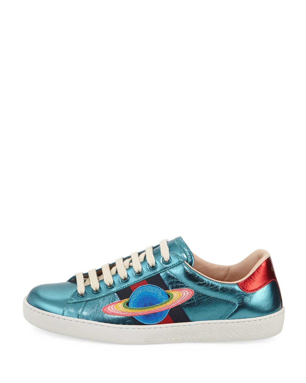 Gucci Ace Metallic Leather Sneaker - Lyst