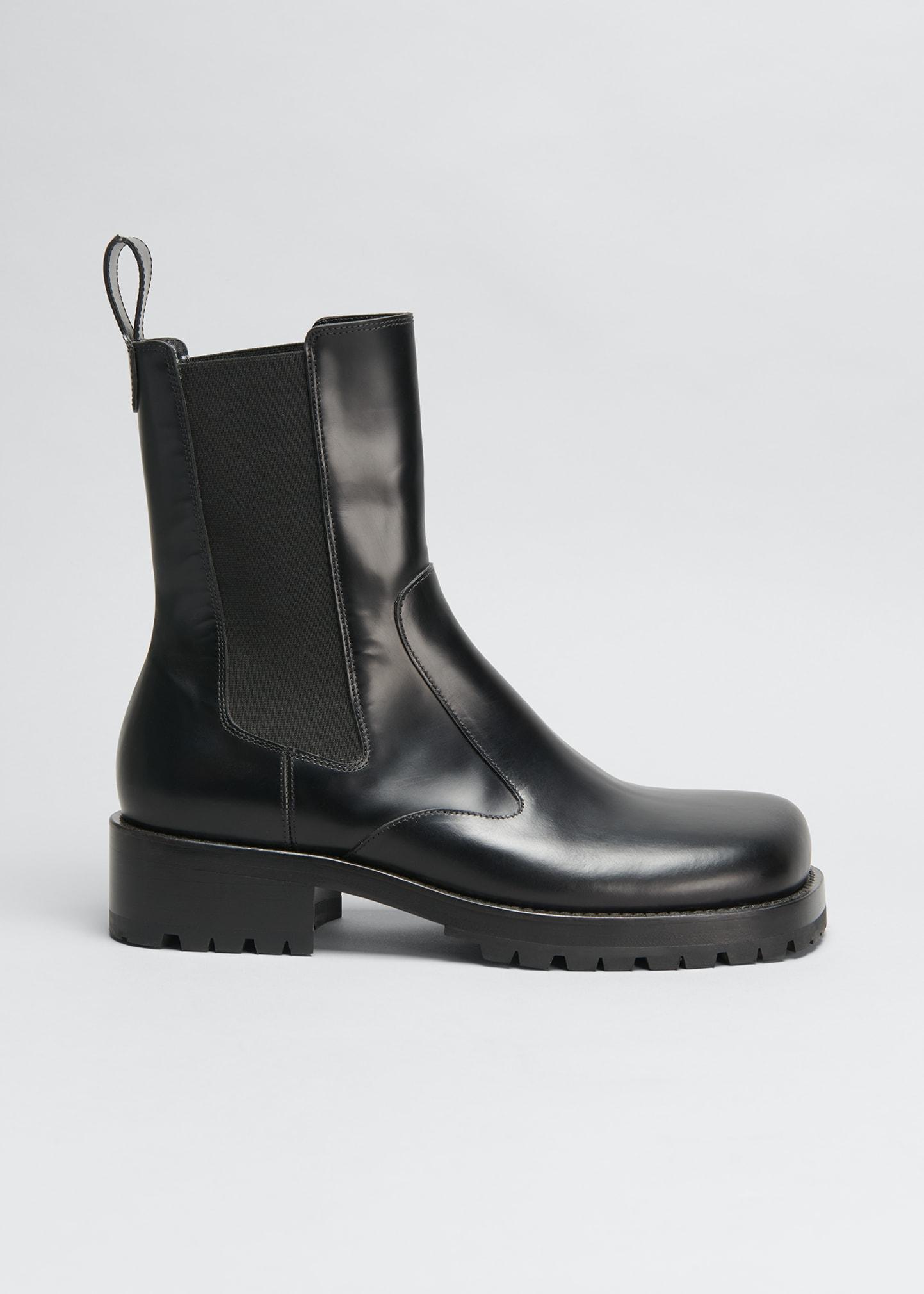 Dries Van Noten Lugged Leather Chelsea Boots in Black for Men | Lyst