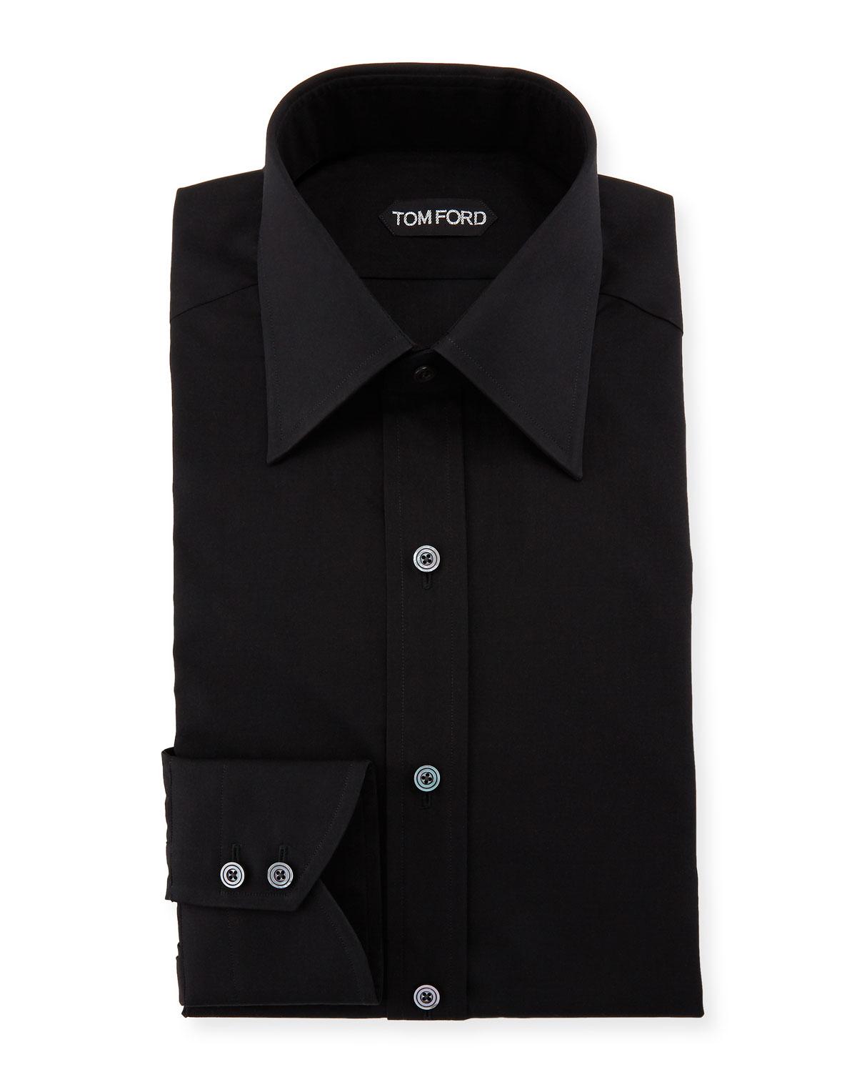 Tom Ford Cotton Classic Barrel Cuff Dress Shirt in Black for Men - Save ...