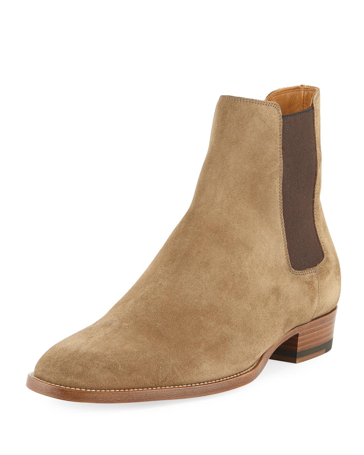 light suede chelsea boots