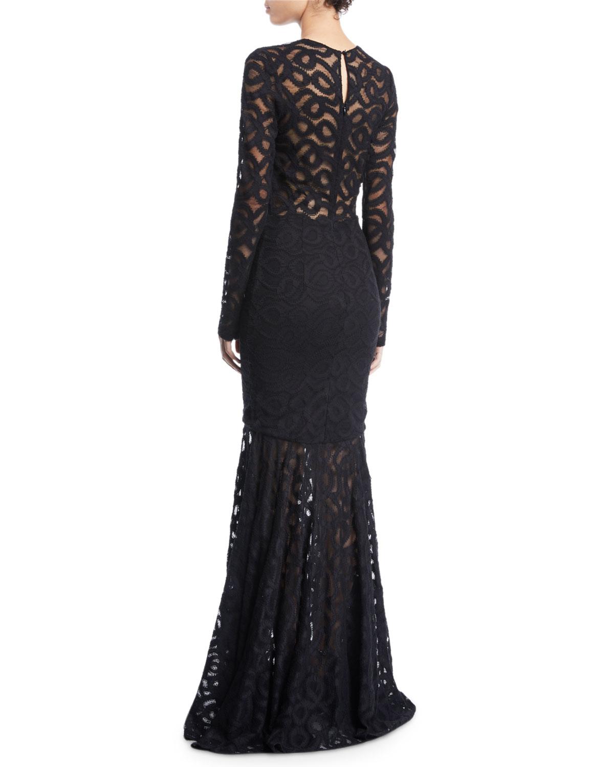 black long sleeve fishtail dress