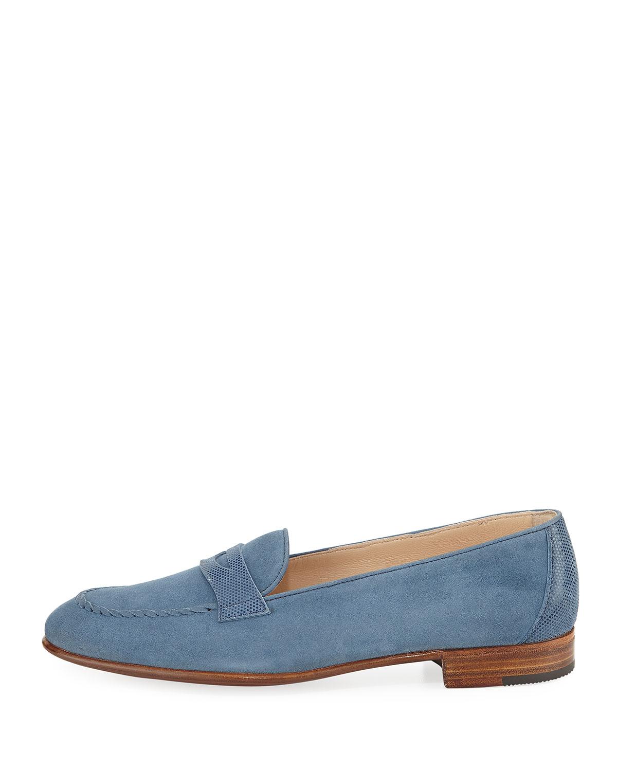 Gravati Leather Suede Penny Loafer in Pink Lyst