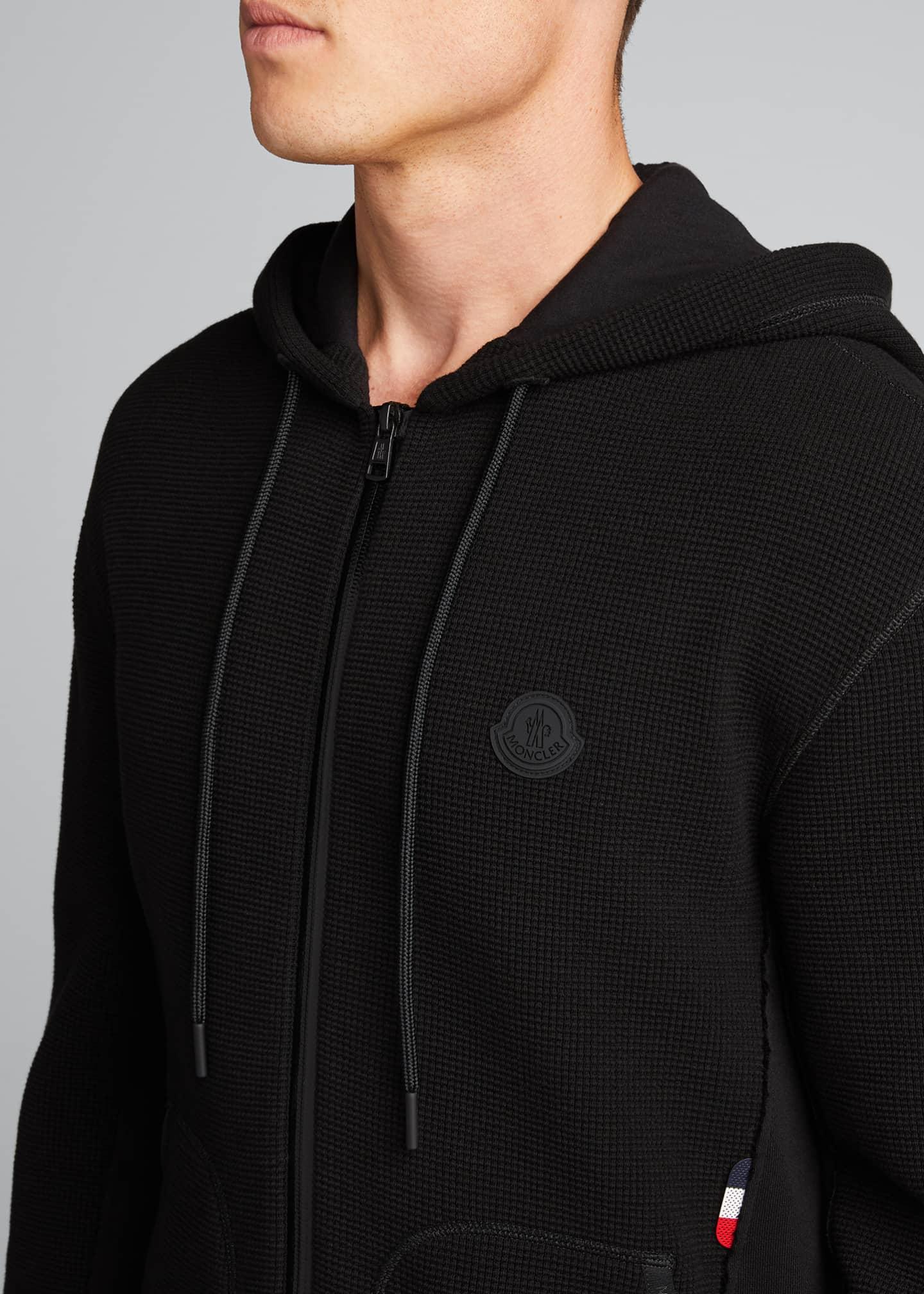 Moncler Cotton Men's Waffleknit Zipfront Hoodie in Black for Men Lyst