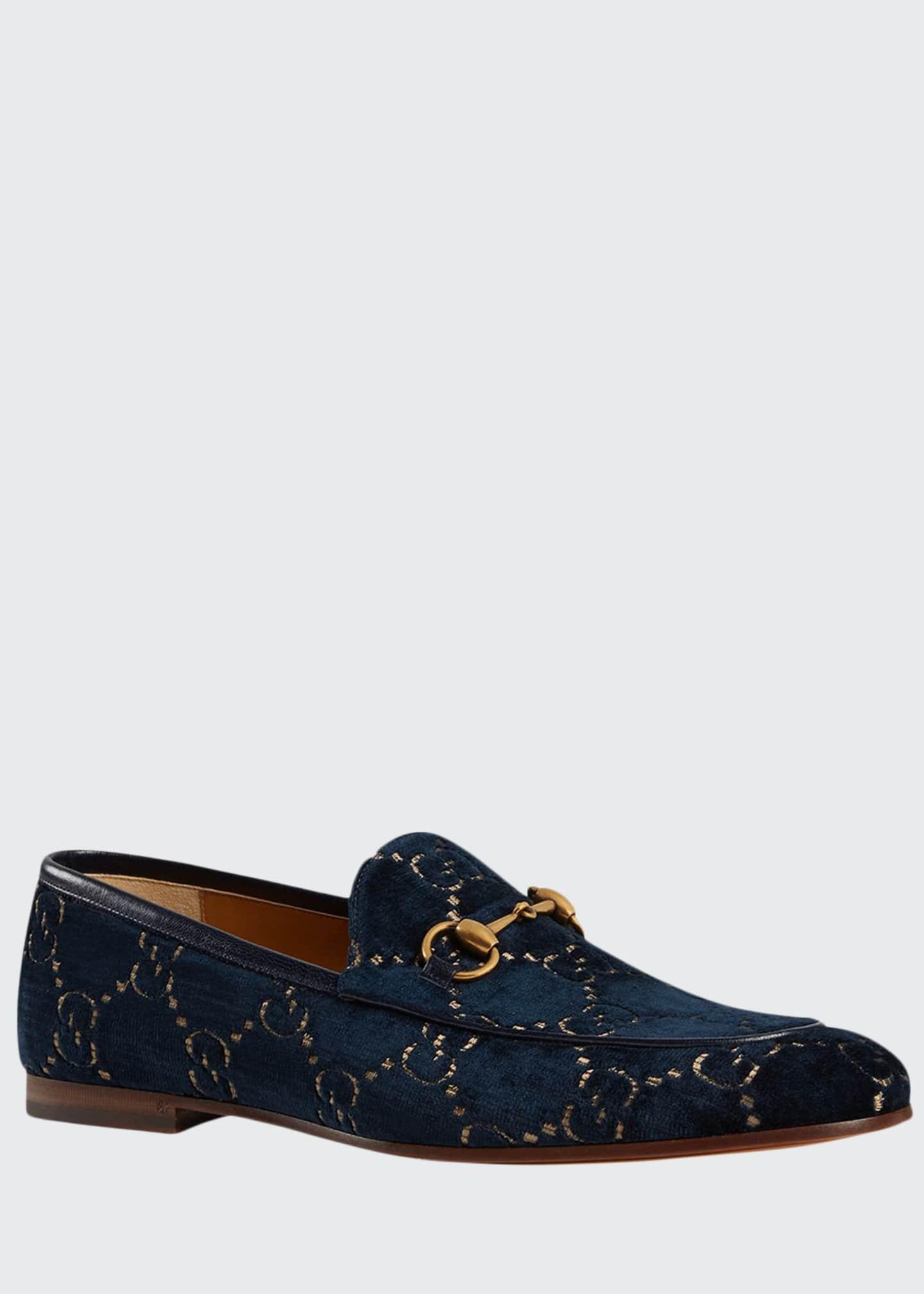 Gucci Jordaan GG Velvet Loafers in Blue 