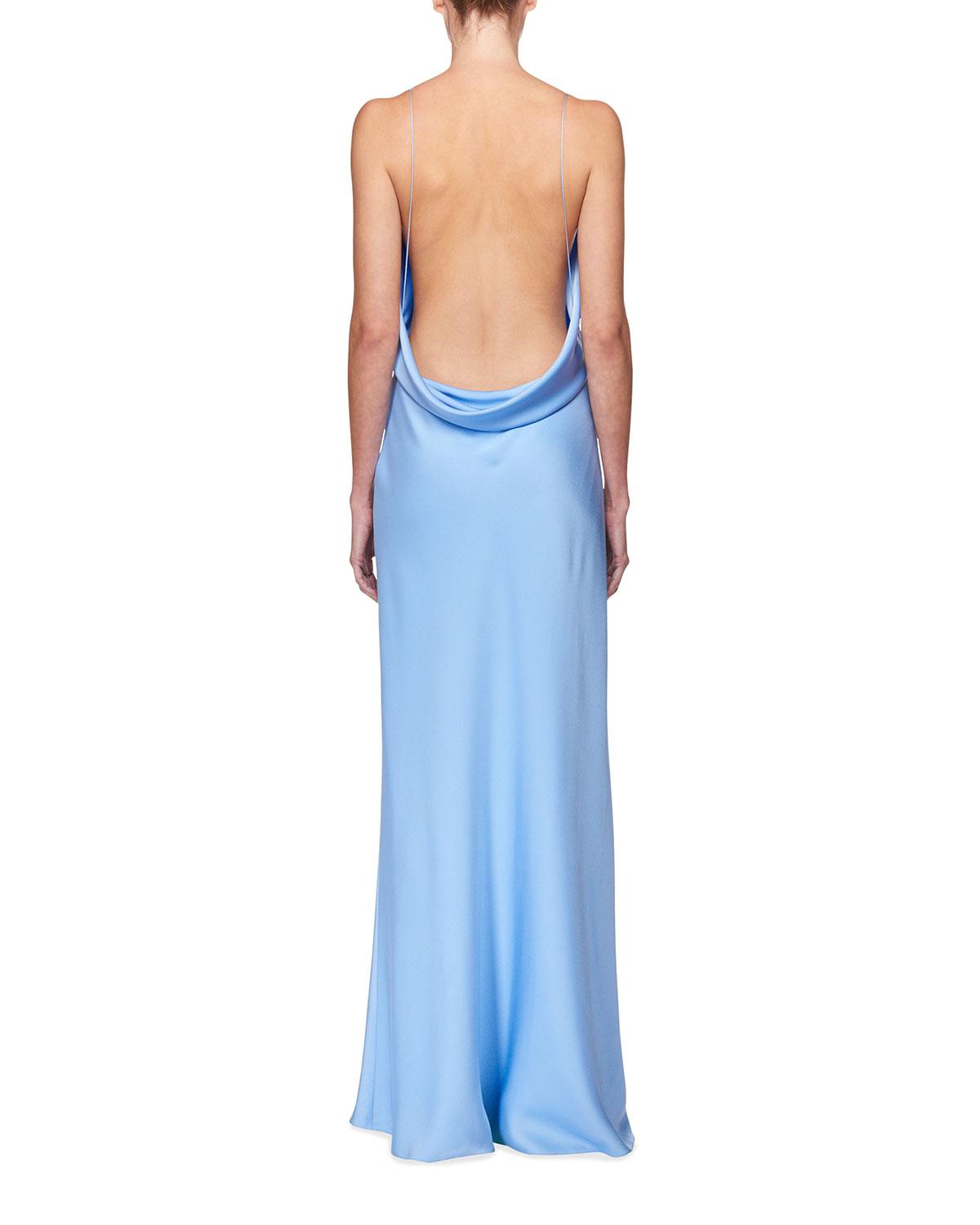 light blue silk dress long