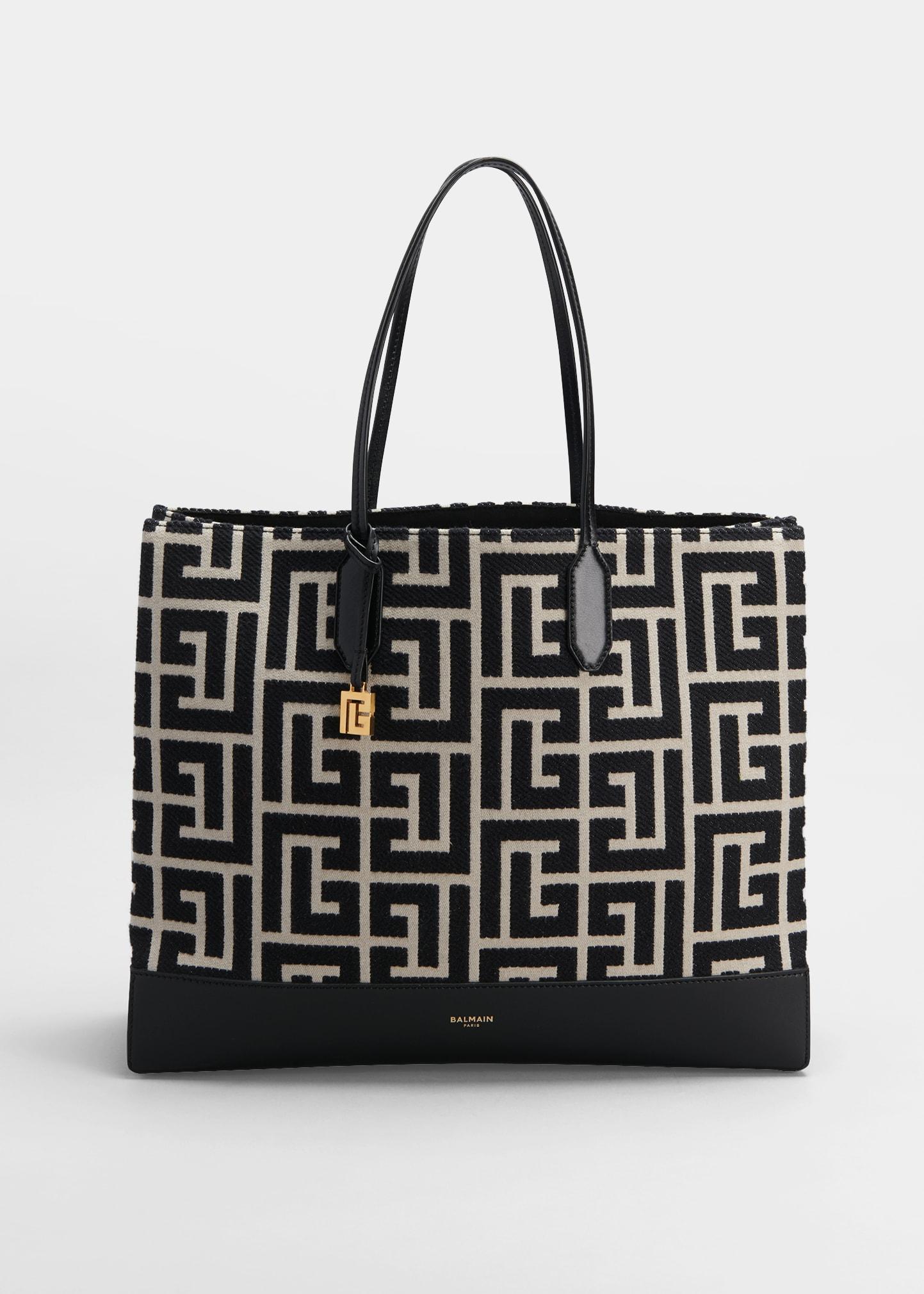 Balmain Monogram Jacquard Shopping Tote Bag in Black Lyst