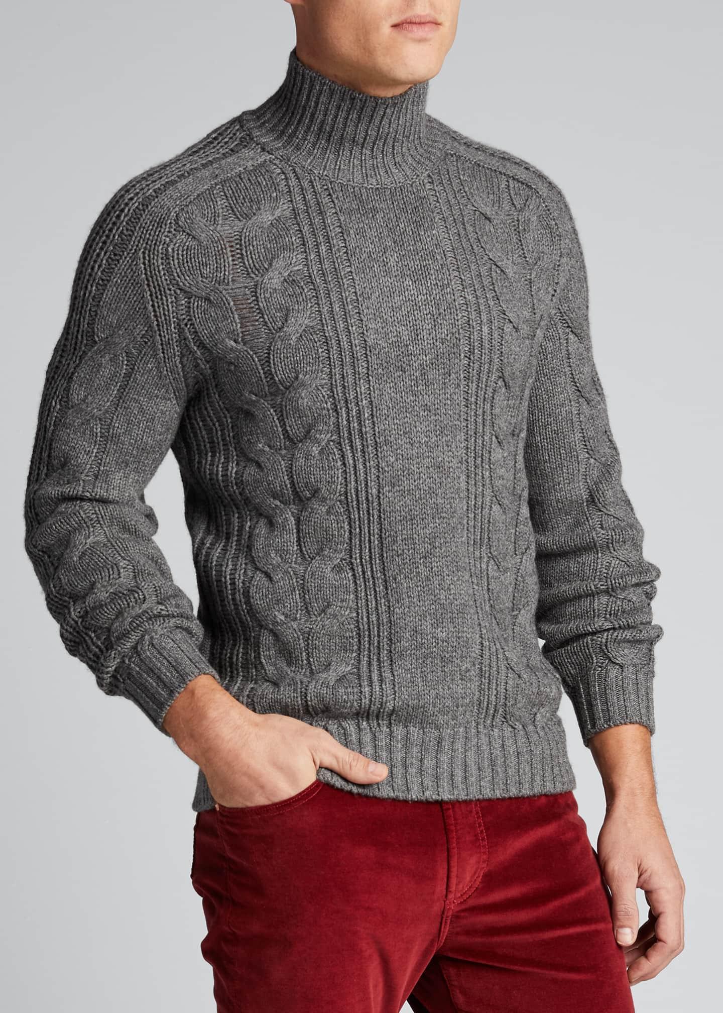 Vince Wool Men's Solid Cable-knit Turtleneck Sweater in Gray for Men - Lyst