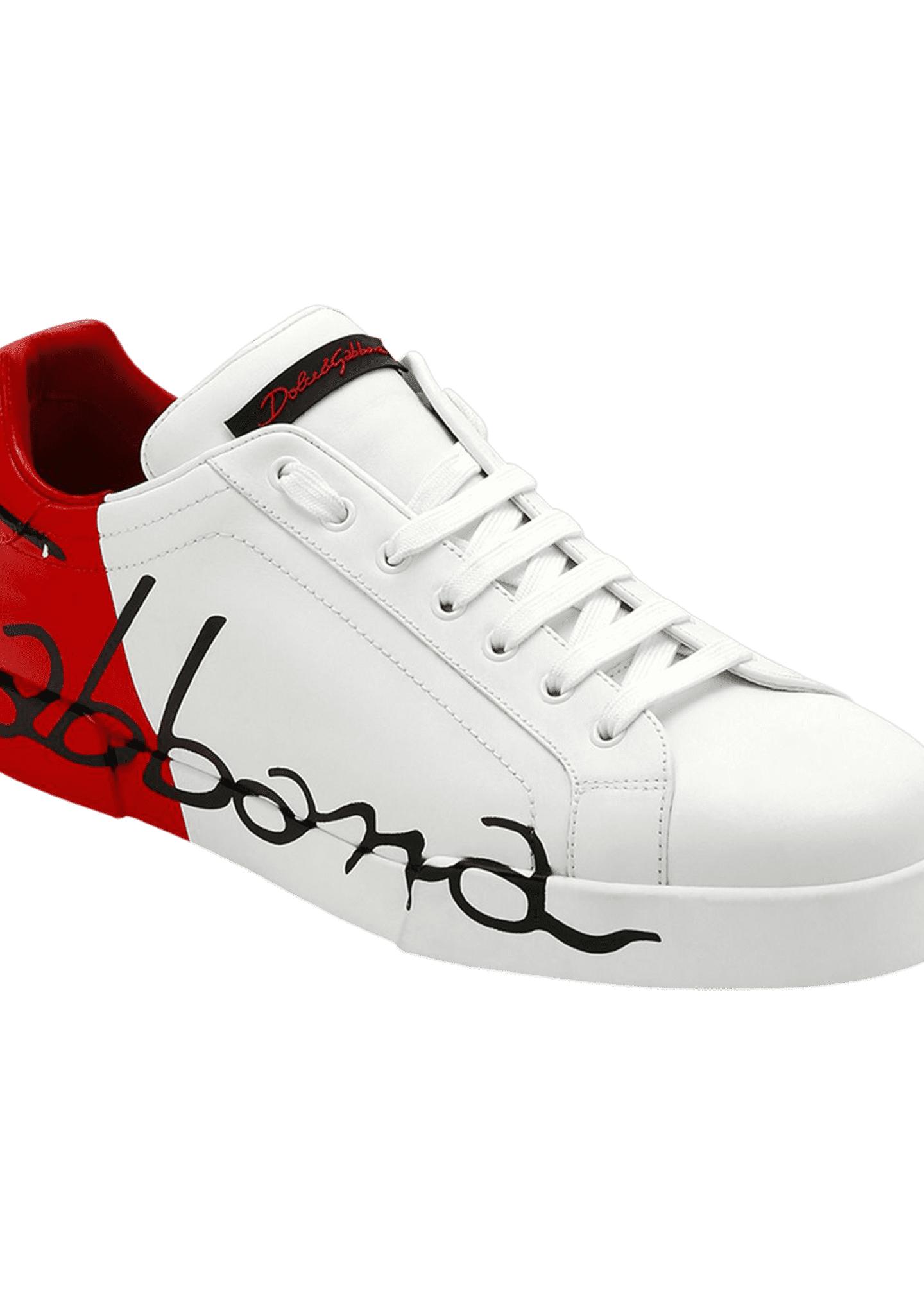 Dolce & Gabbana Leather Patent Calfskin Portofino Sneakers in Red