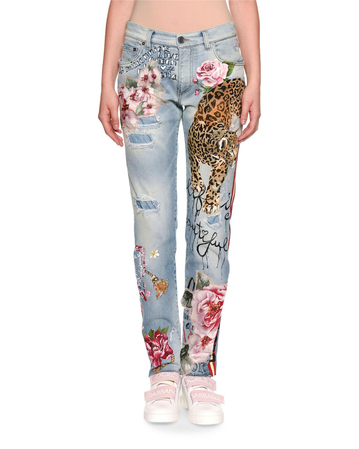 leopard jeans