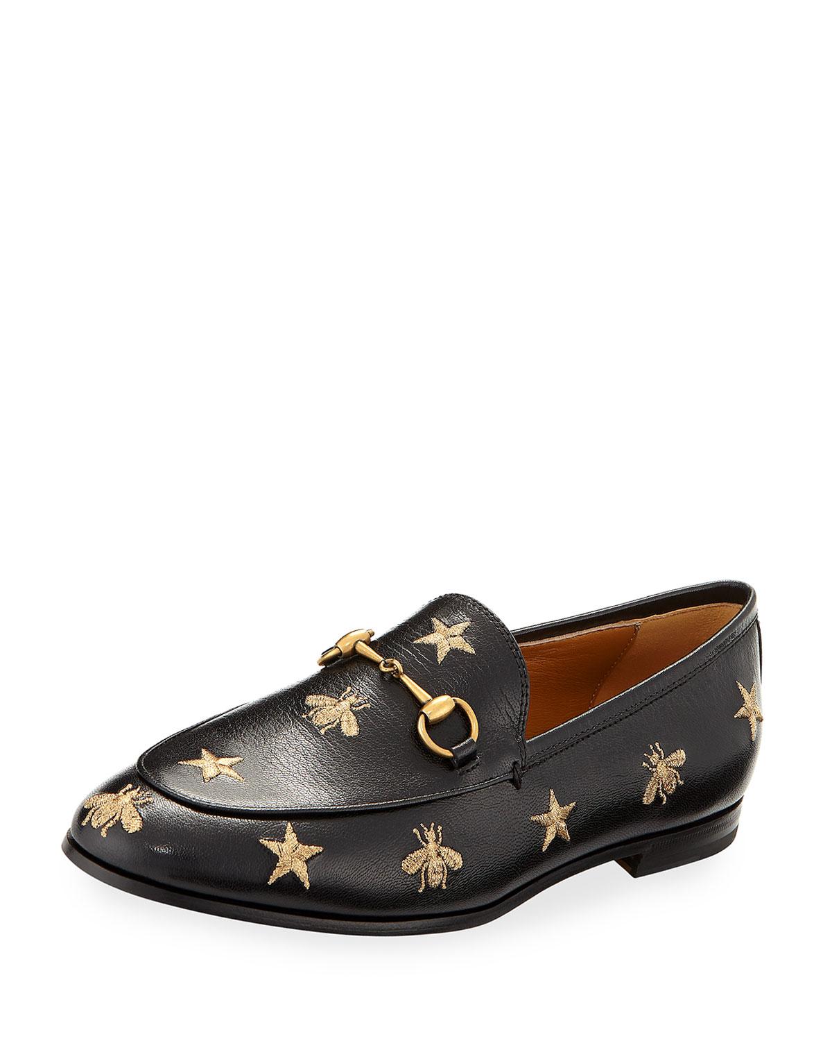 leather loafer with bee