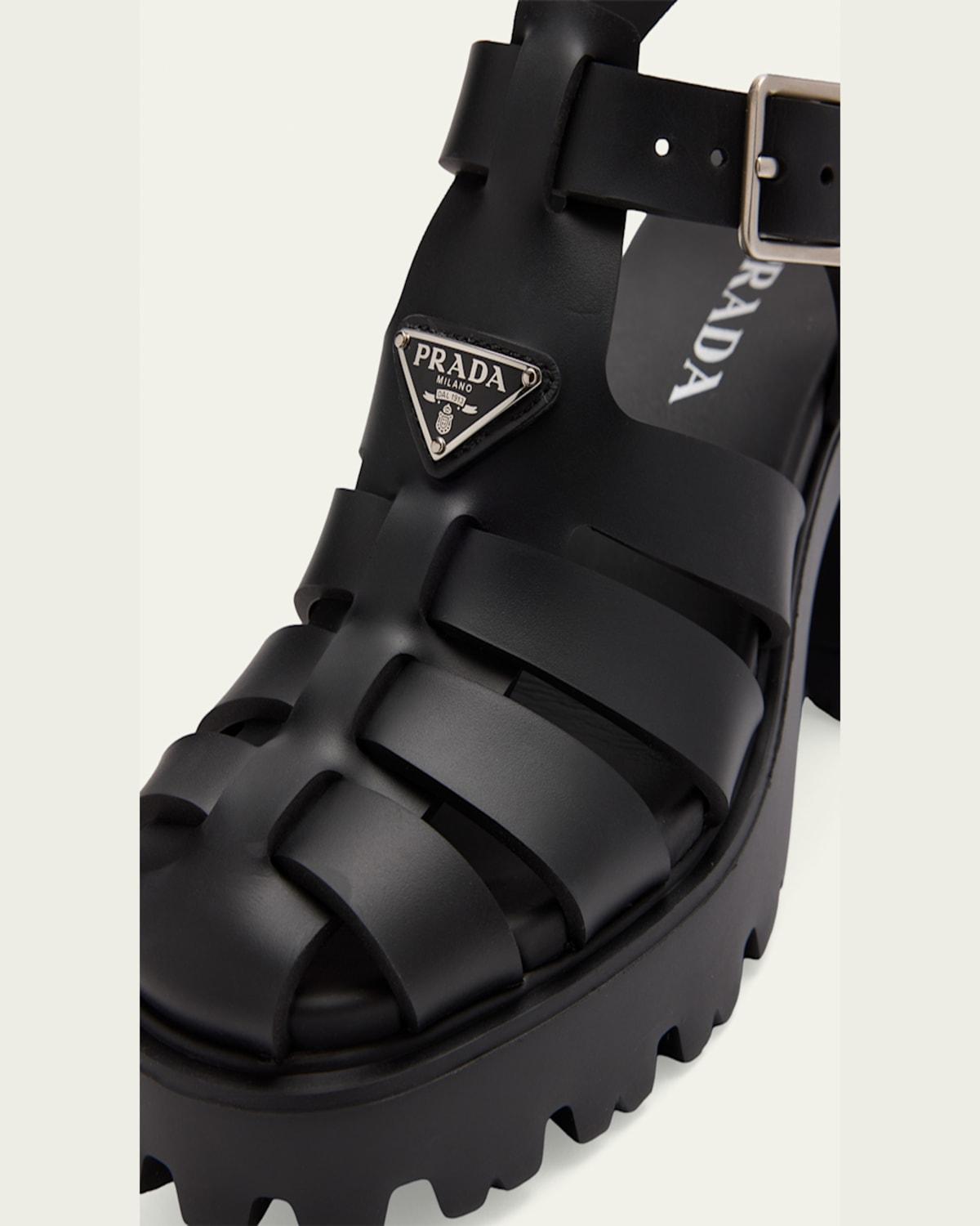 Prada 90Mm Stride Flow Rubber Fisherman Sandals in Black | Lyst
