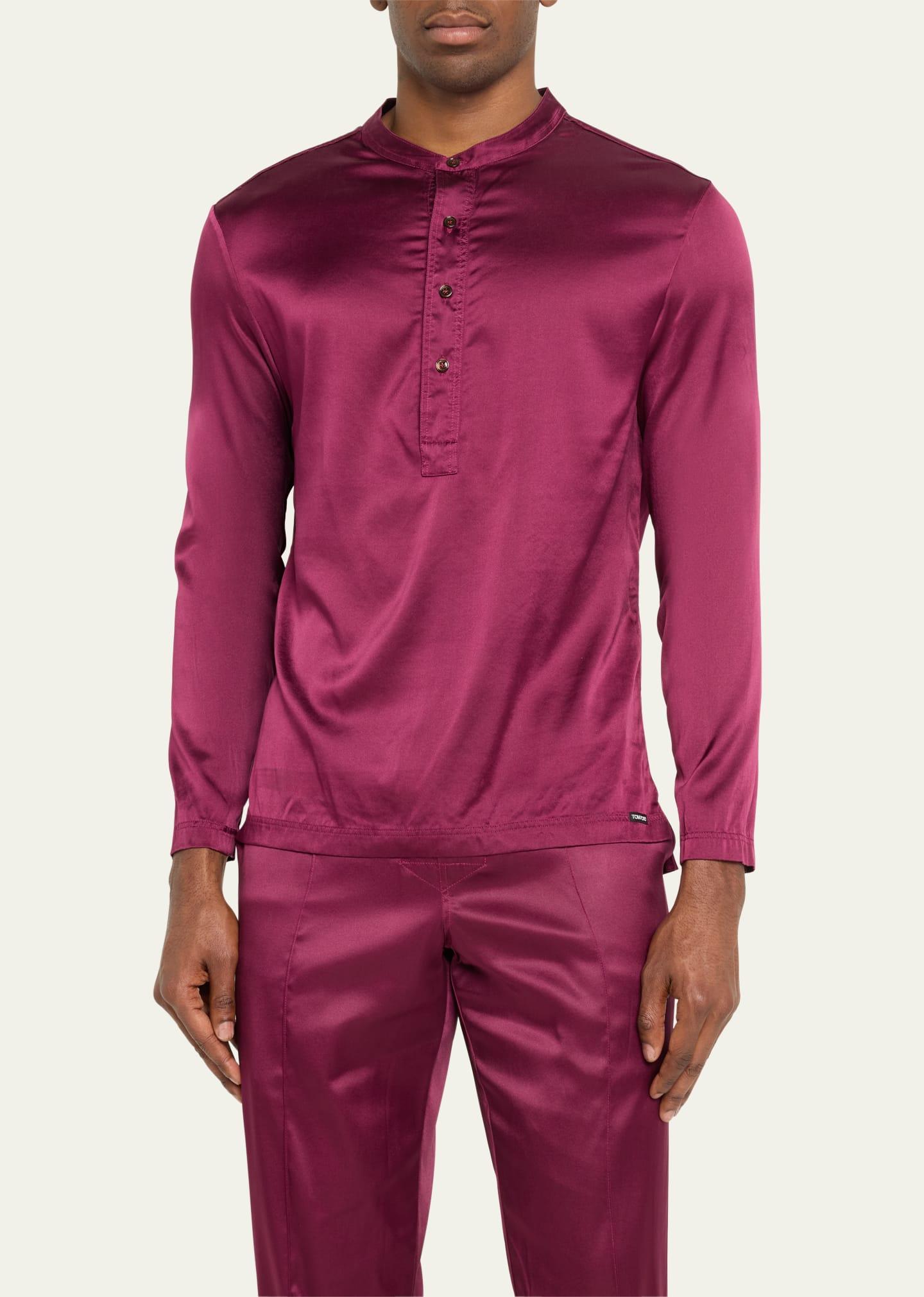 Tom Ford Silk Henley Pajama Shirt in Purple for Men | Lyst