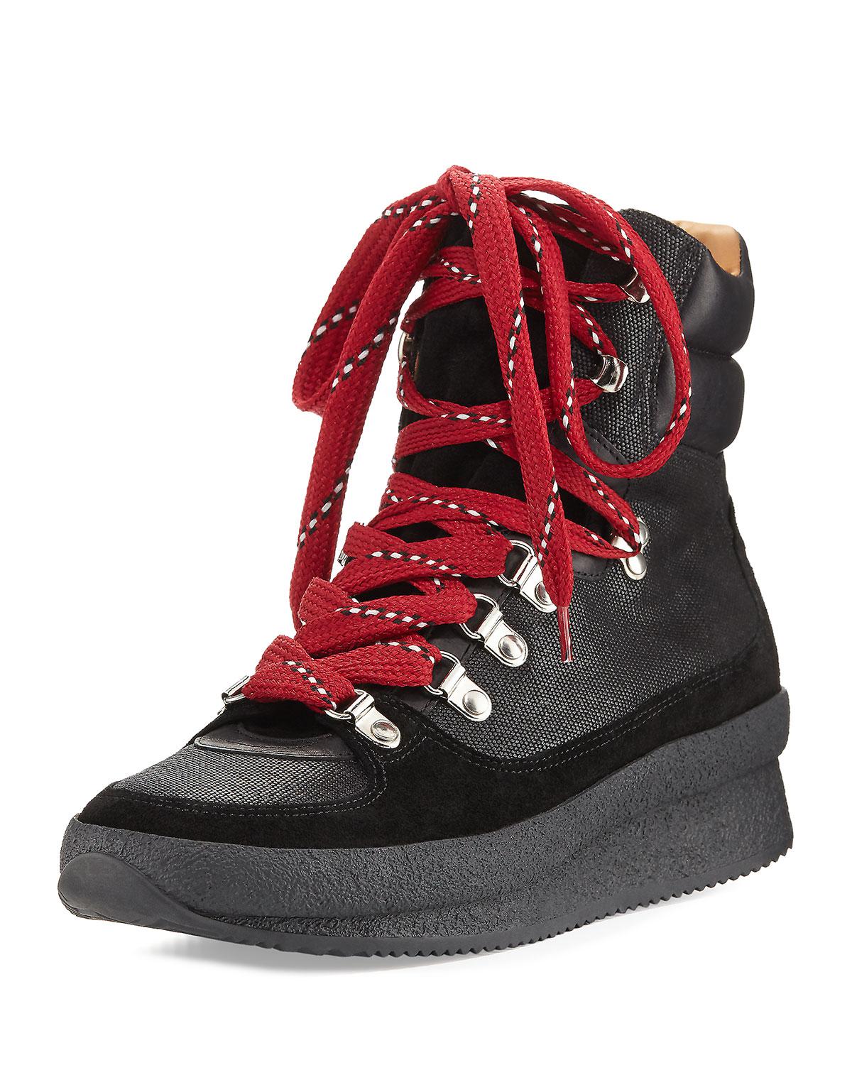Isabel Marant Brendty Lace-up Leather Hiker Sneaker in Black - Lyst