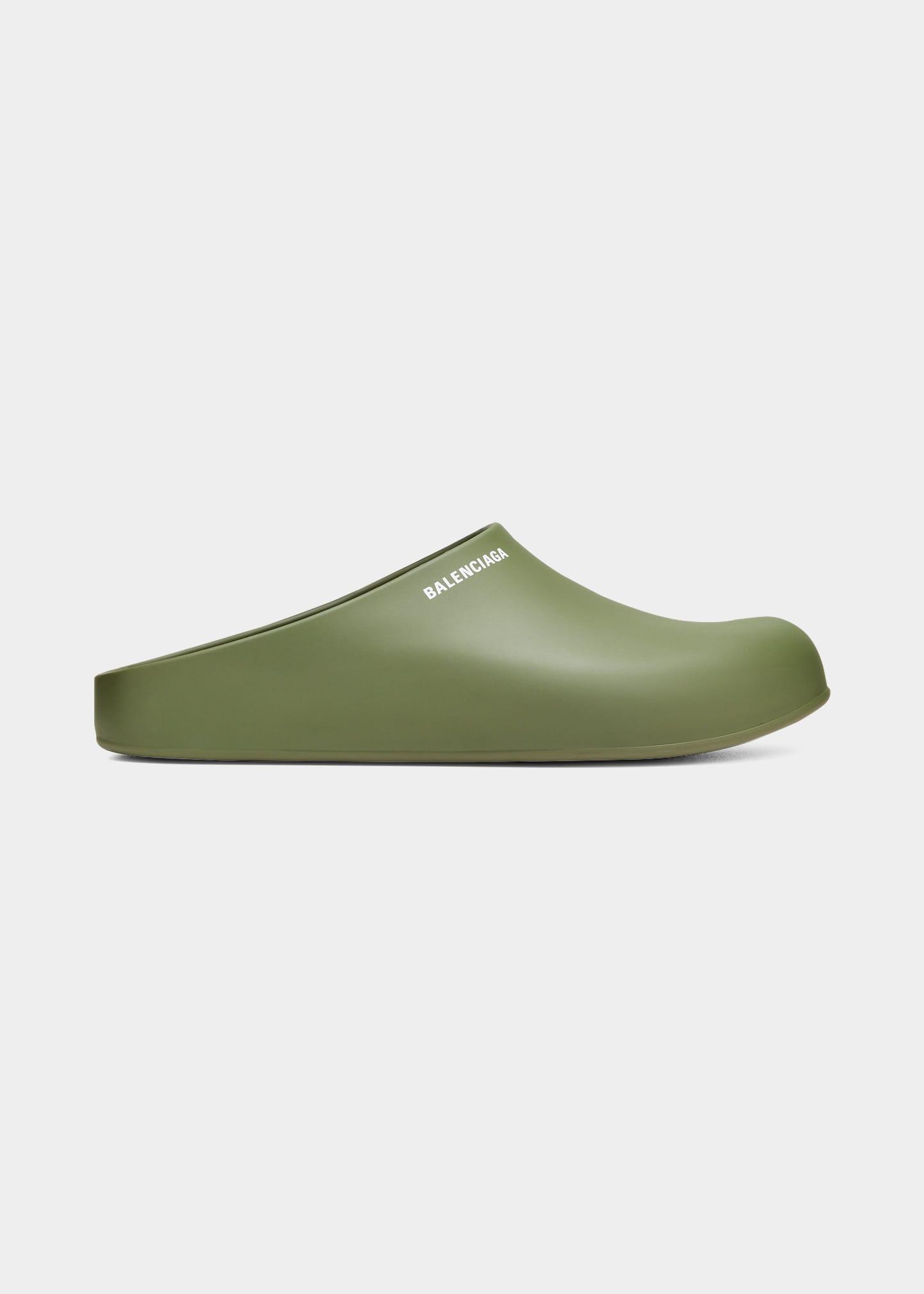 Balenciaga Logo Clog Pool Slides in Green for Men Lyst